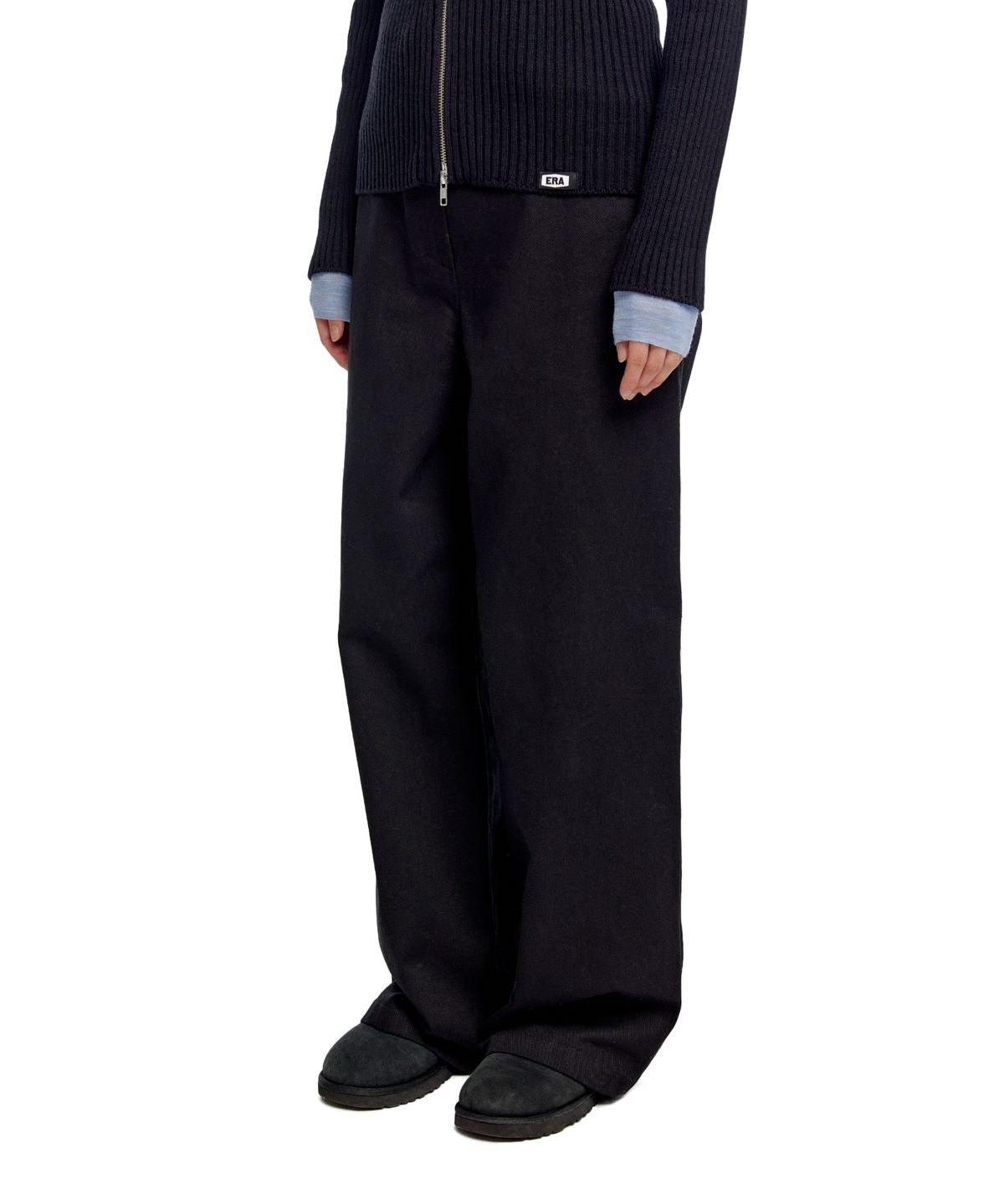 이알에이(ERA) WOMEN CLASSIC WIDE - FIT DRAWSTRING PANTS - BLACK