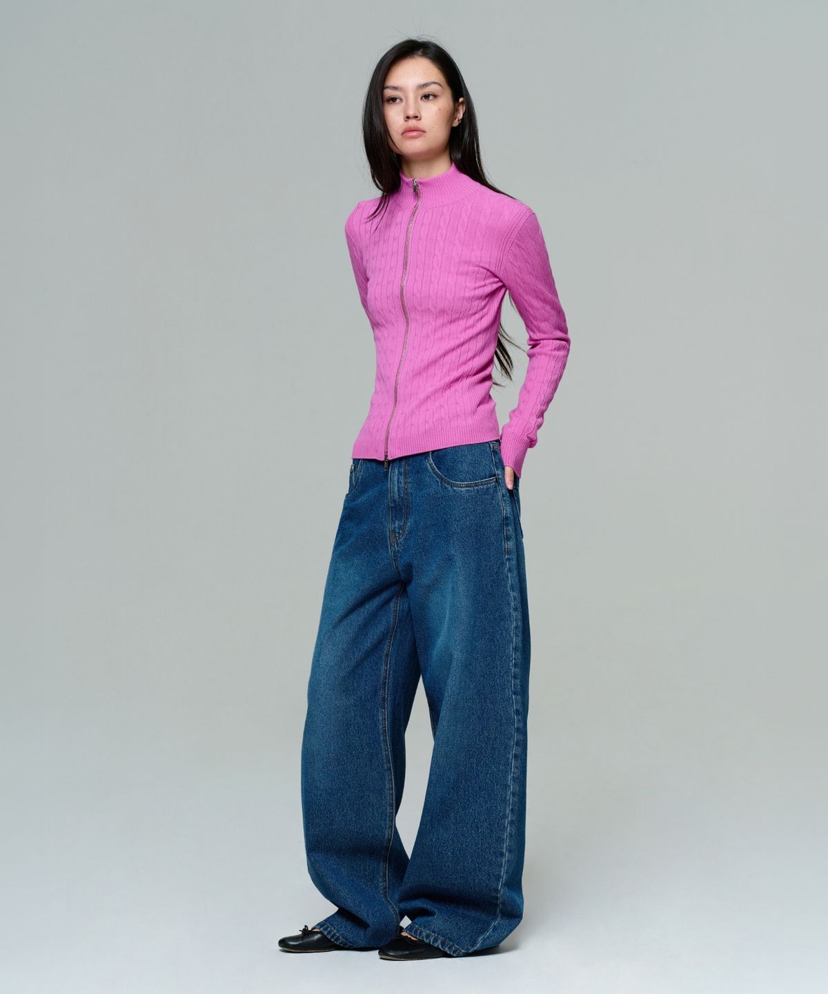 이알에이(ERA) WOMEN ERA WIDE FIT DENIM PANTS - DUSTY BLUE