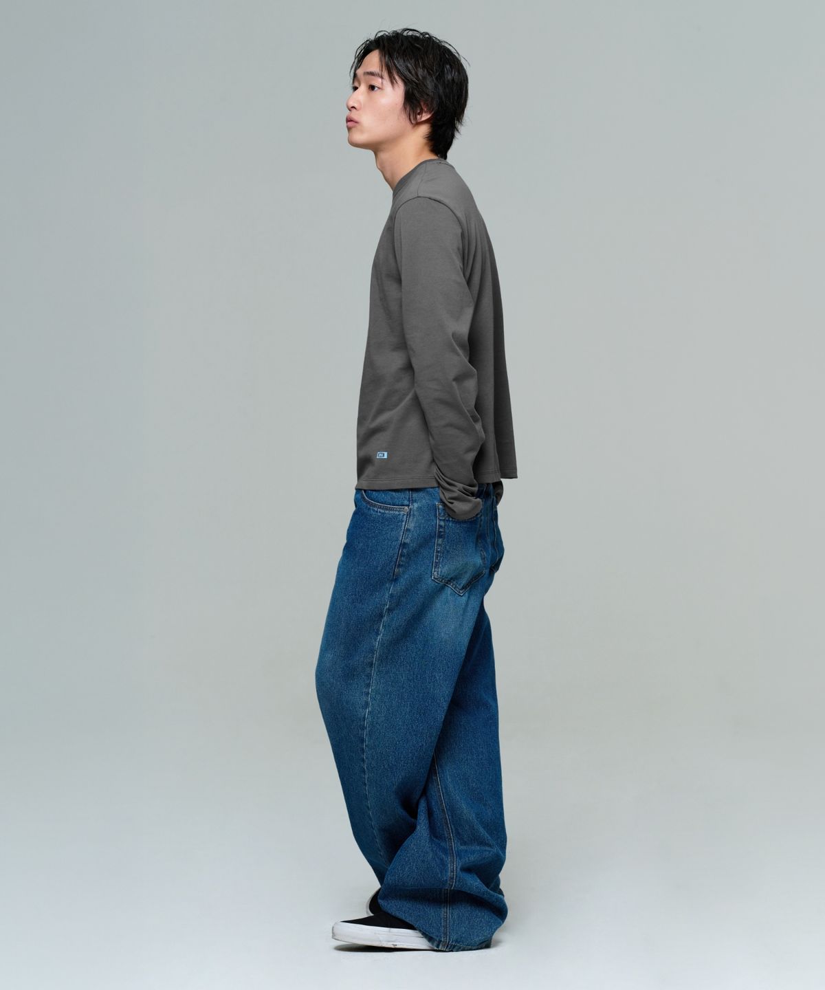 이알에이(ERA) MEN ERA WIDE FIT DENIM PANTS - DUSTY BLUE