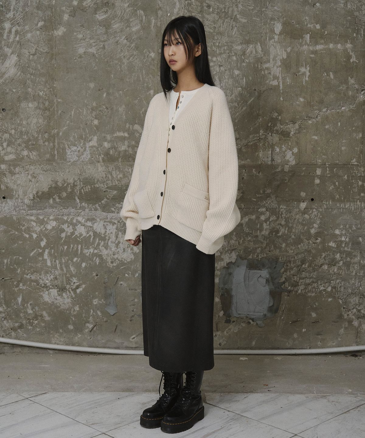 에르에르(ERER) [UN] Wool Knit Club Cardigan Ivory