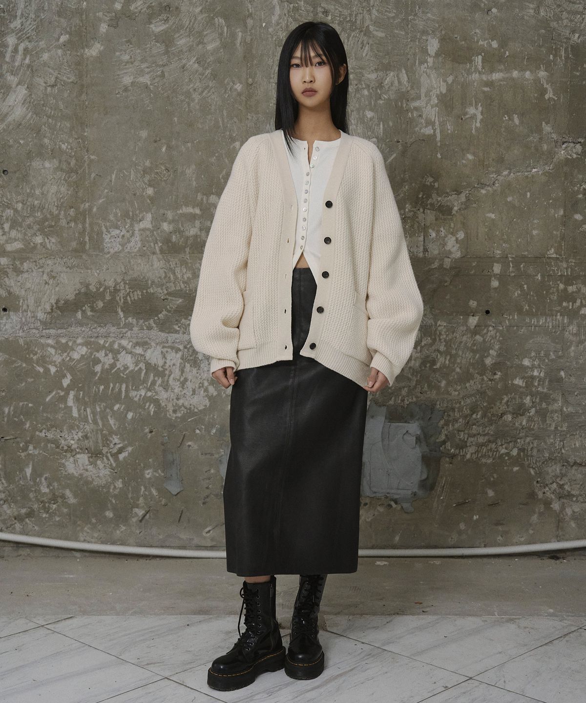 에르에르(ERER) [UN] Wool Knit Club Cardigan Ivory