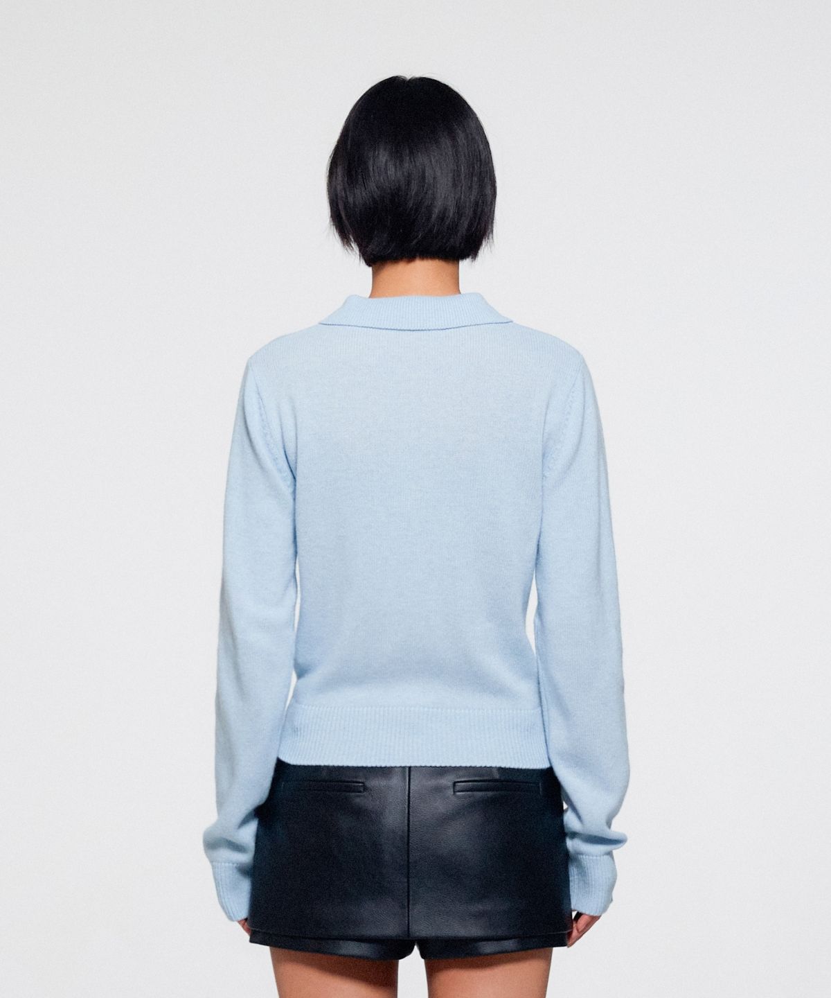 이알에이(ERA) WOMEN WOOL BLEND POLO SWEATER - LIGHT BLUE