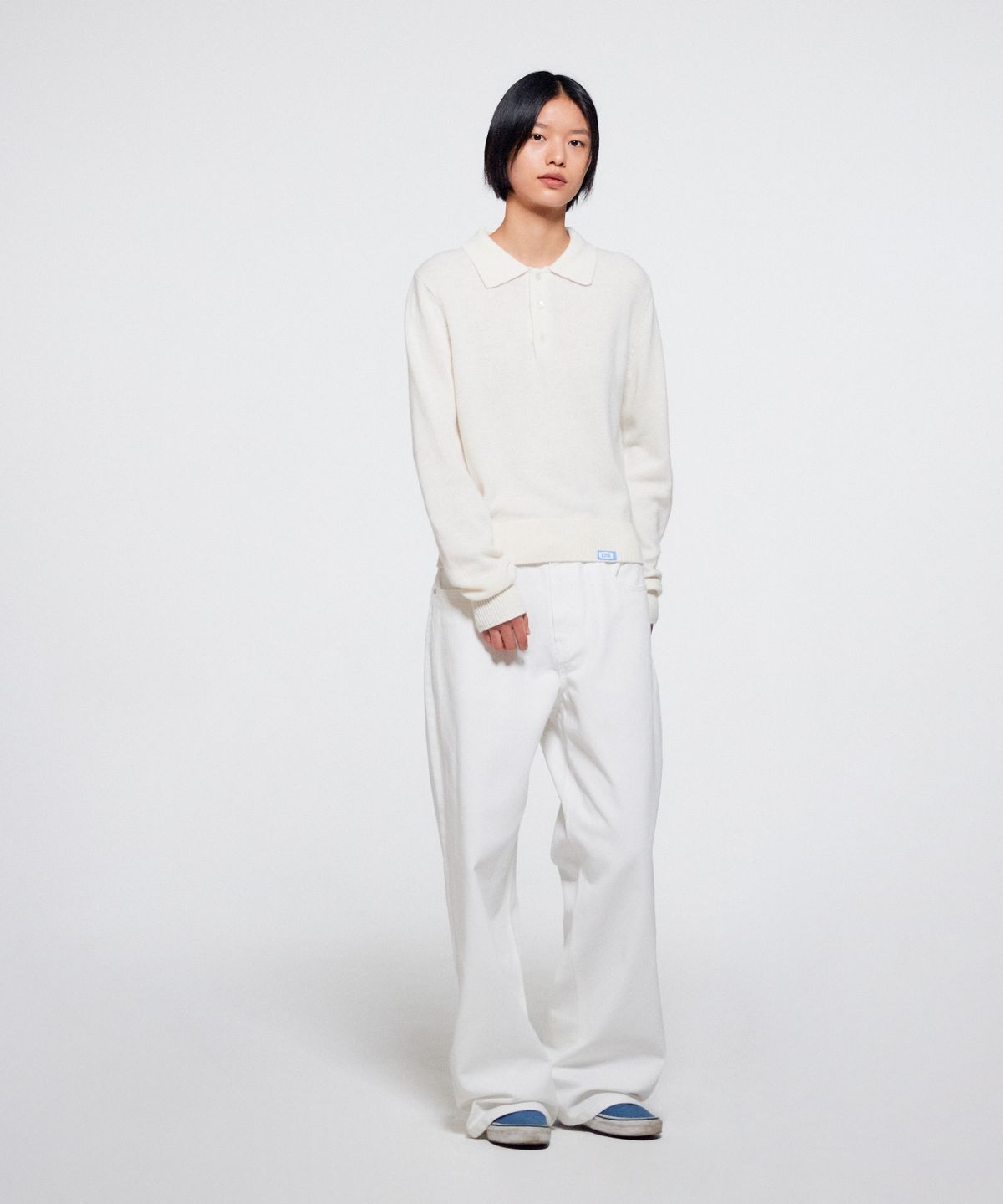 이알에이(ERA) WOMEN WOOL BLEND POLO SWEATER - WHITE