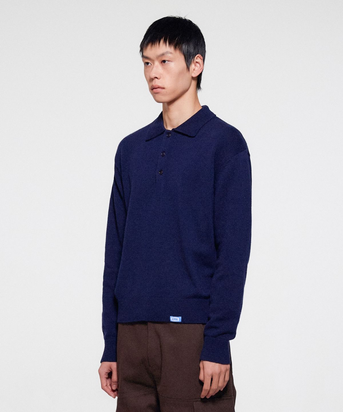 이알에이(ERA) MEN WOOL BLEND POLO SWEATER - NAVY