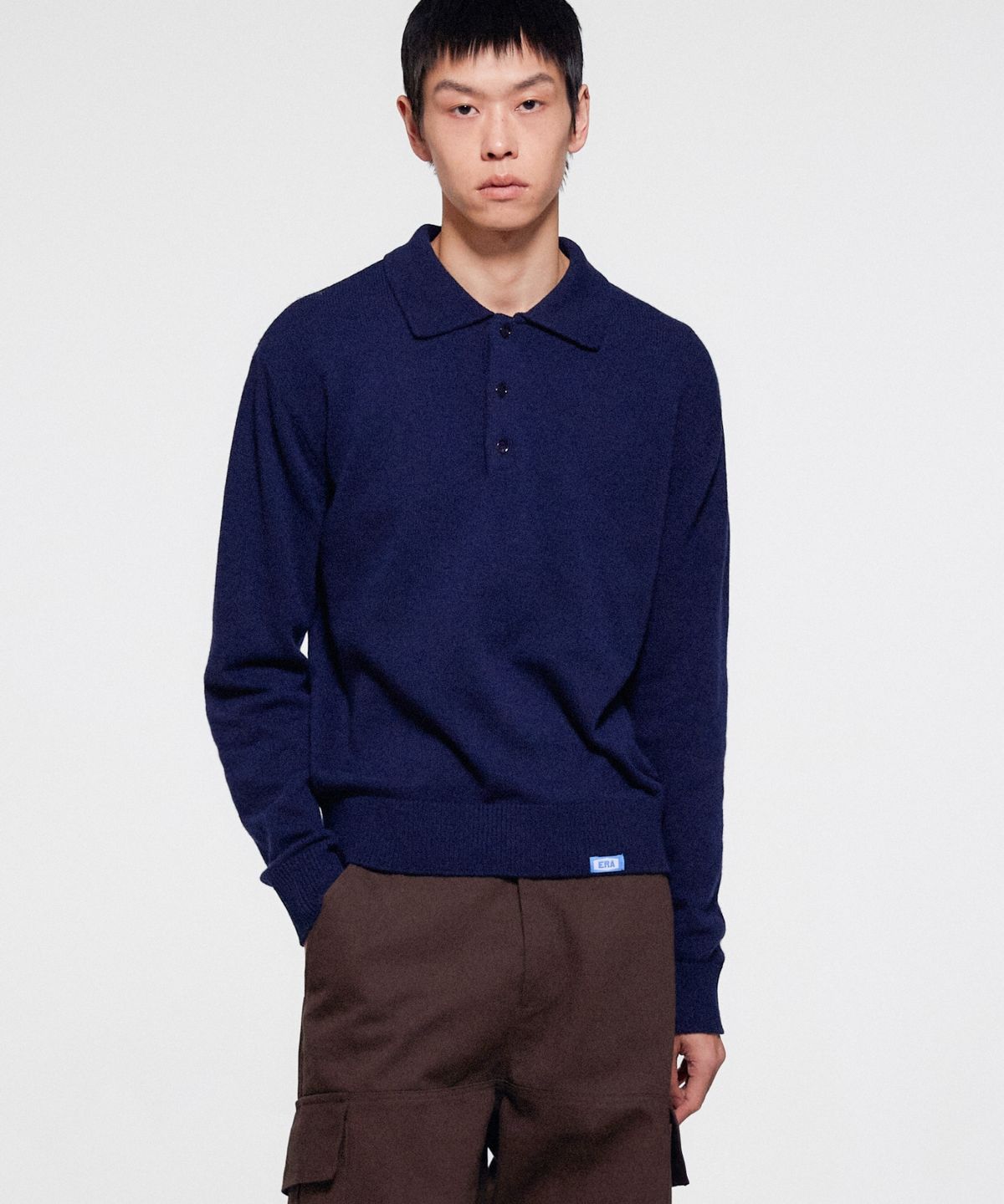 이알에이(ERA) MEN WOOL BLEND POLO SWEATER - NAVY