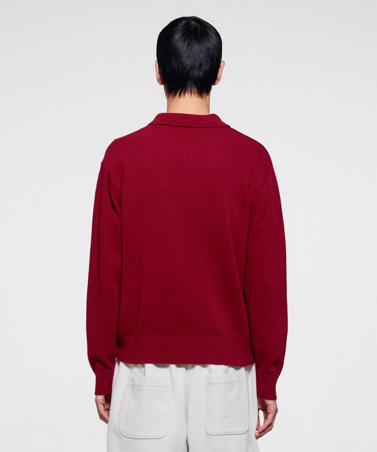 이알에이(ERA) MEN WOOL BLEND POLO SWEATER - DEEP BURGUNDY