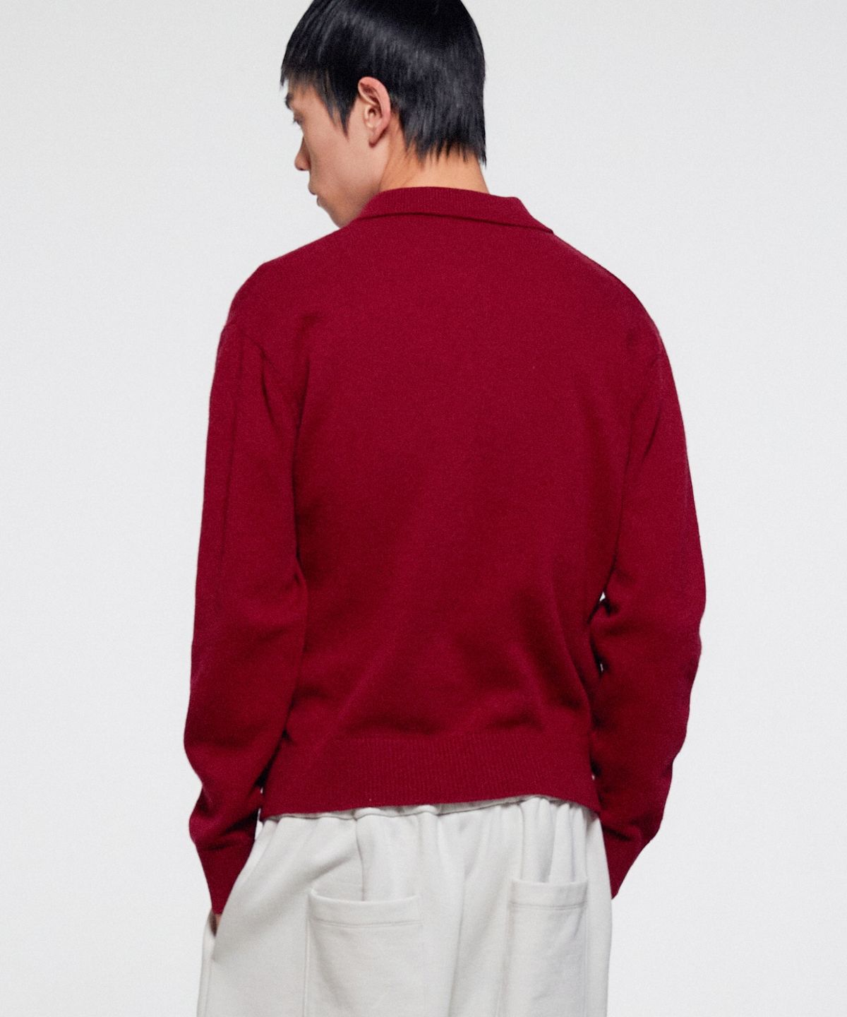 이알에이(ERA) MEN WOOL BLEND POLO SWEATER - DEEP BURGUNDY