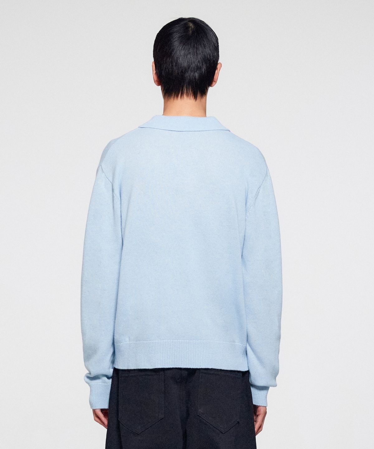 이알에이(ERA) MEN WOOL BLEND POLO SWEATER - LIGHT BLUE