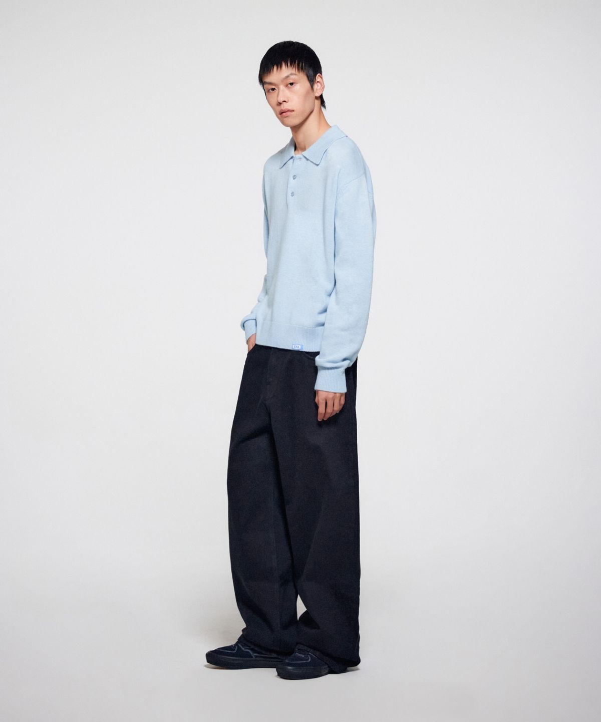 이알에이(ERA) MEN WOOL BLEND POLO SWEATER - LIGHT BLUE