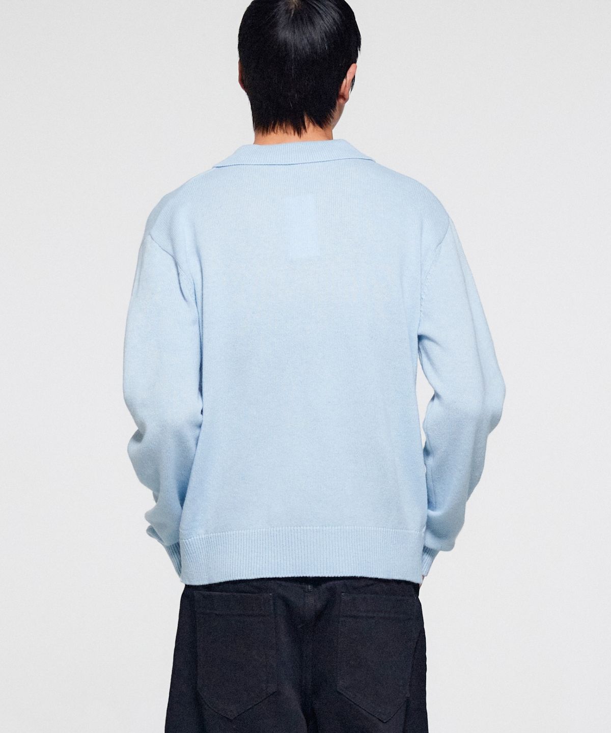 이알에이(ERA) MEN WOOL BLEND POLO SWEATER - LIGHT BLUE