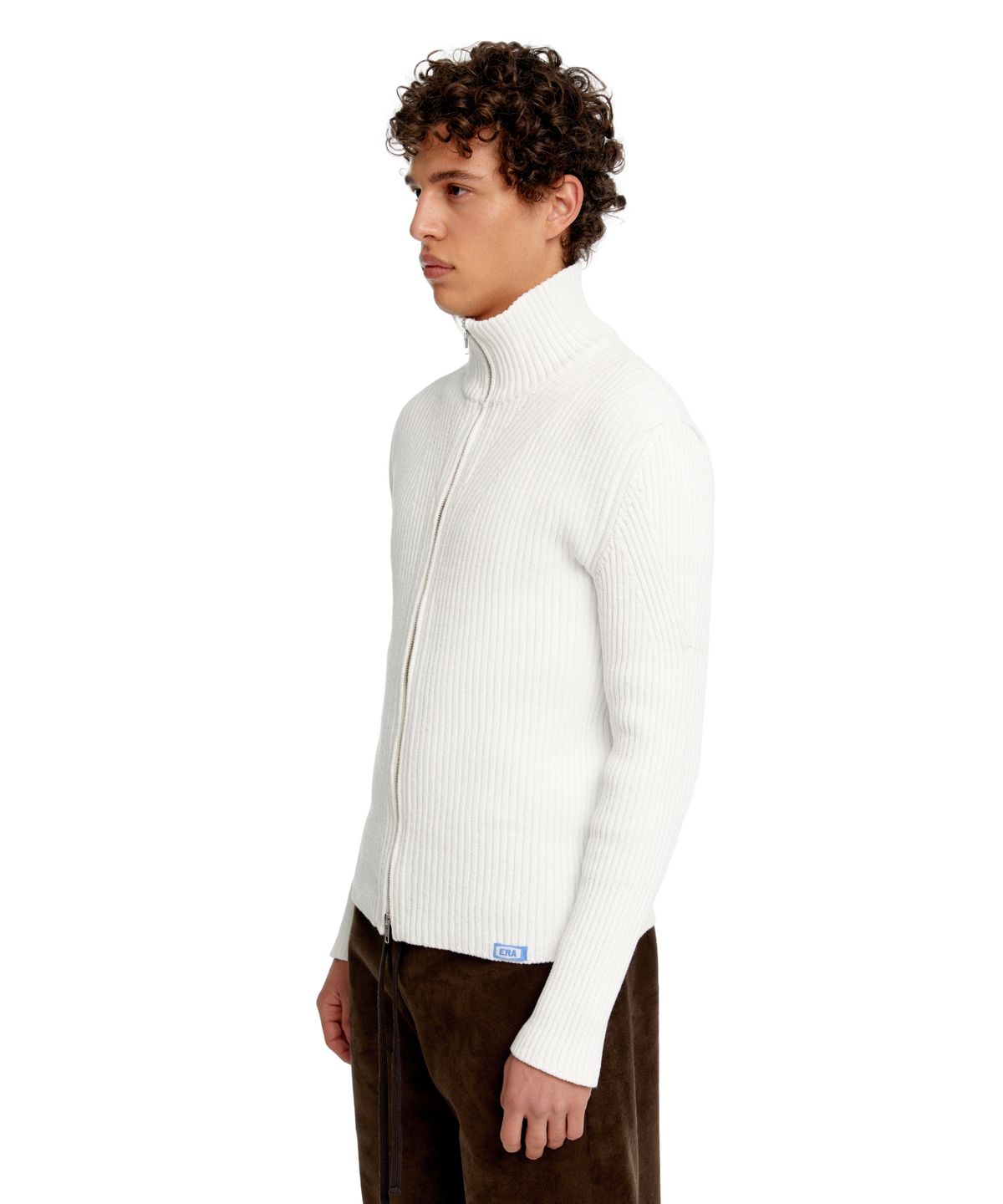 이알에이(ERA) MEN SLIM-FIT ZIP-UP SWEATER - WHITE