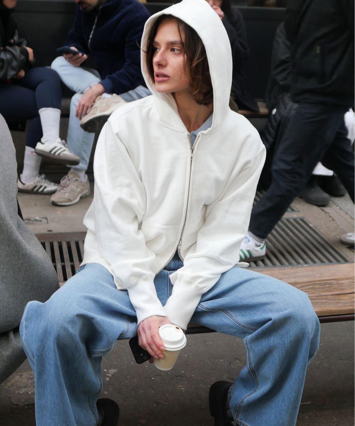이알에이(ERA) UNISEX ERA HEAVY HOODED ZIP-UP - WHITE