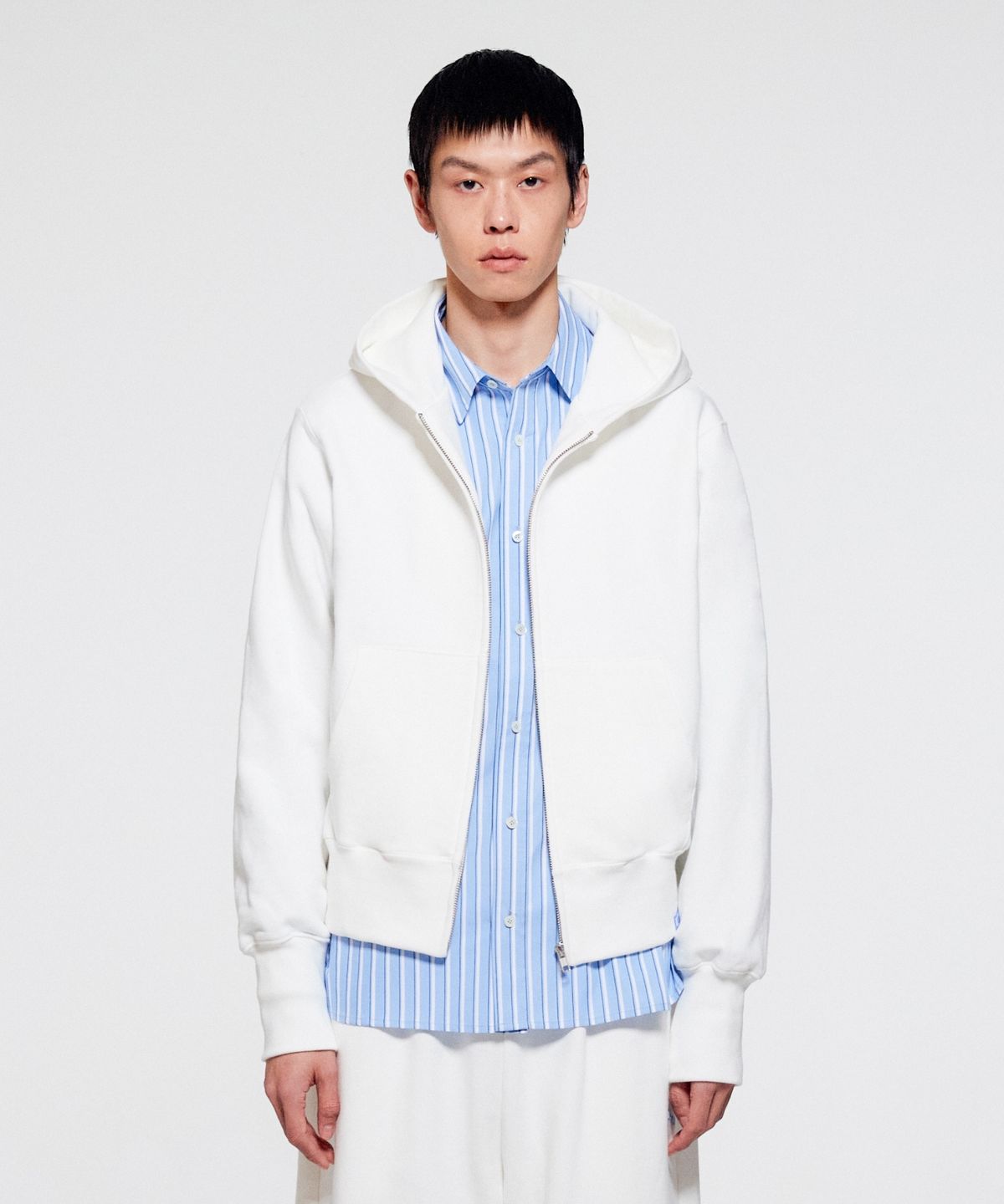 이알에이(ERA) UNISEX ERA HEAVY HOODED ZIP-UP - WHITE
