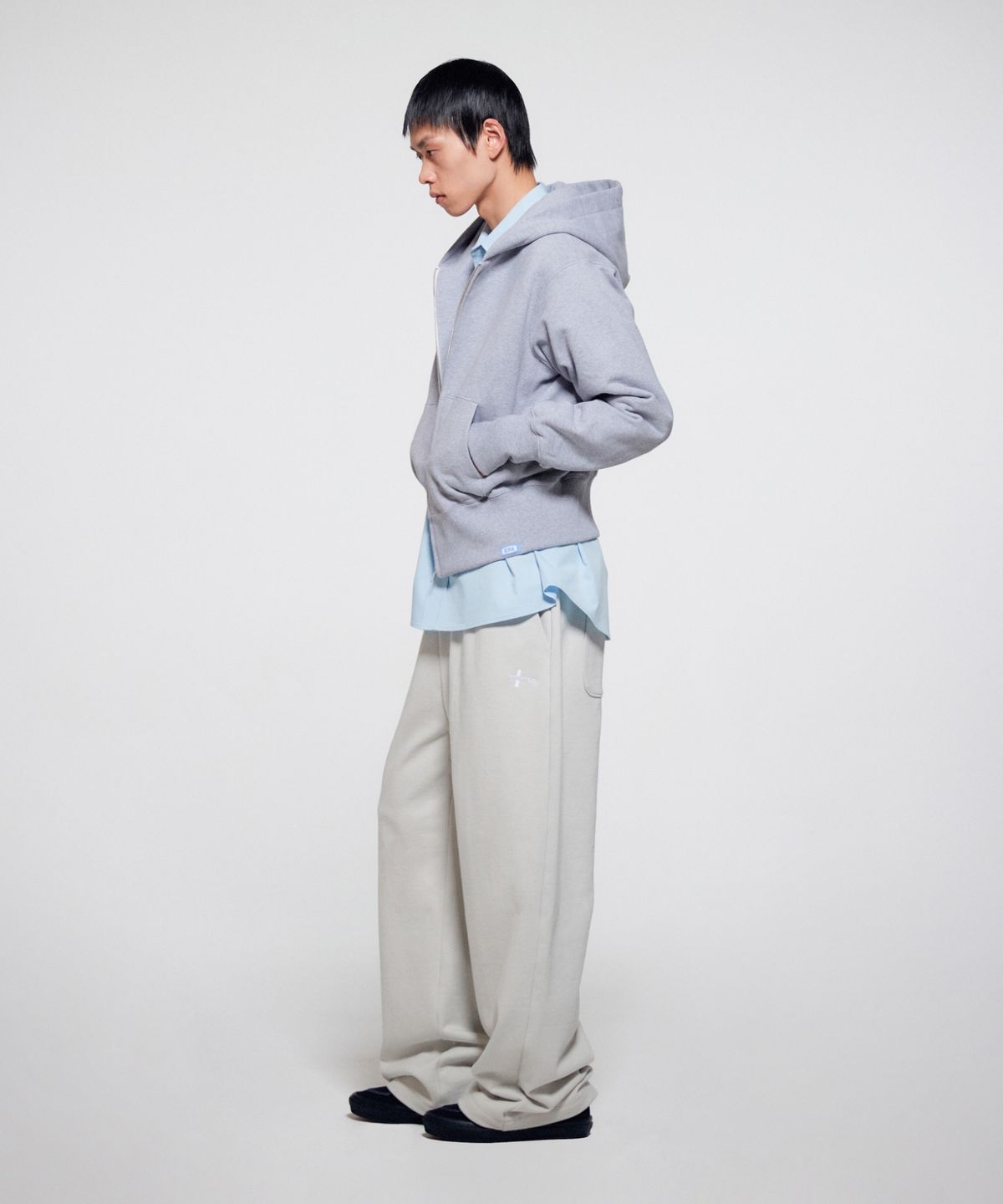 이알에이(ERA) UNISEX ERA HEAVY HOODED ZIP-UP - WHITE MELANGE