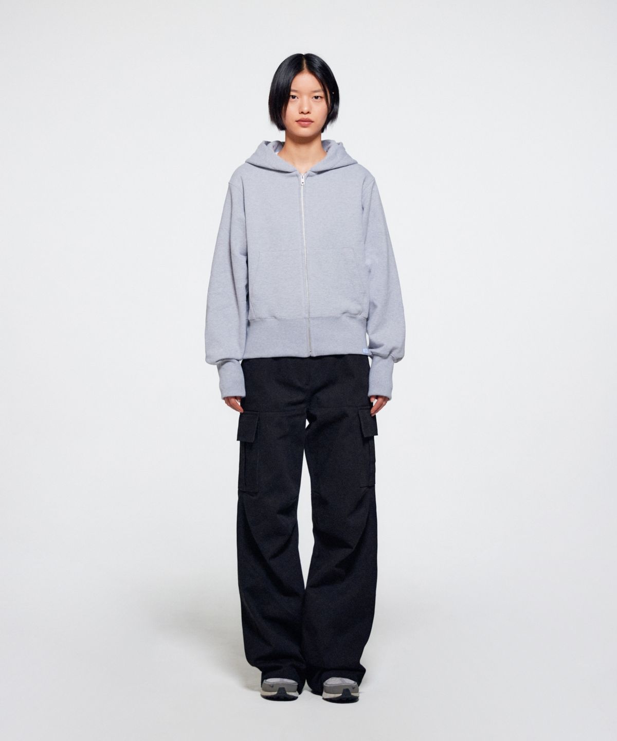 이알에이(ERA) UNISEX ERA HEAVY HOODED ZIP-UP - WHITE MELANGE