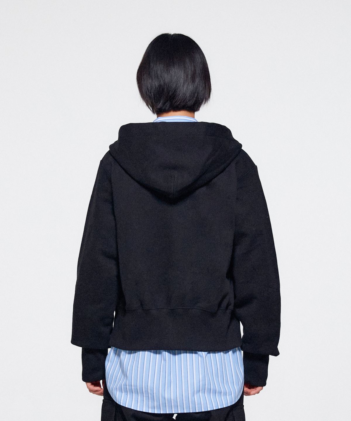 이알에이(ERA) UNISEX ERA HEAVY HOODED ZIP-UP - BLACK