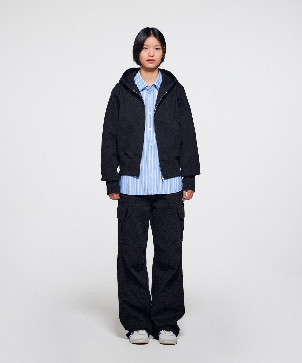 이알에이(ERA) UNISEX ERA HEAVY HOODED ZIP-UP - BLACK