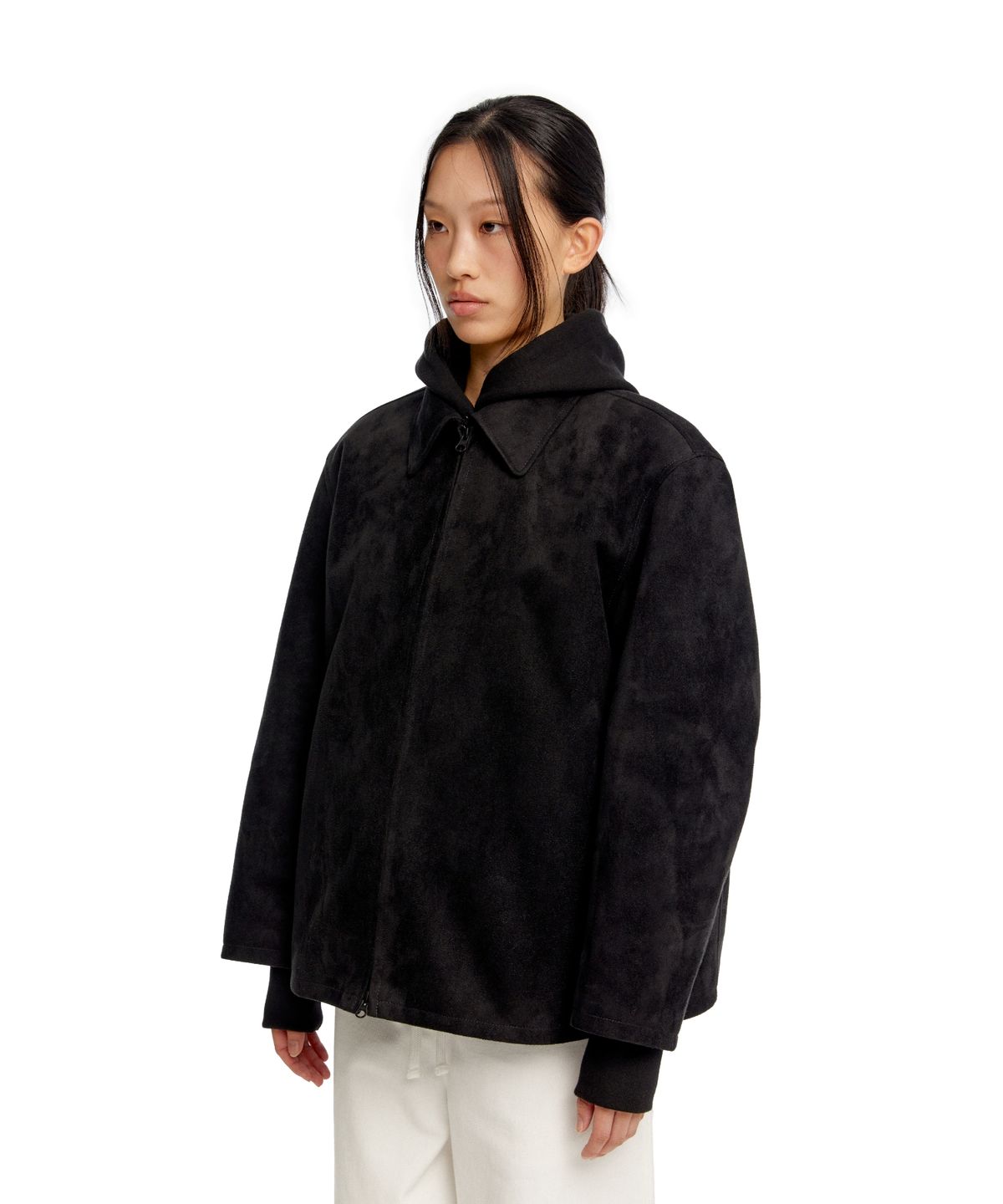 이알에이(ERA) WOMEN SUEDE EFFECT OVERSIZED JACKET - BLACK