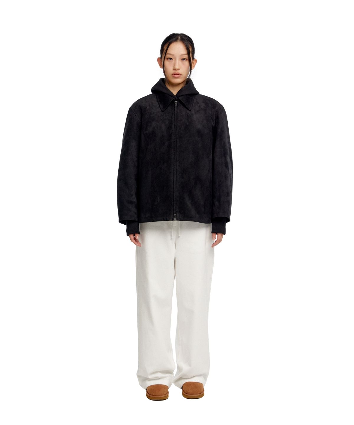 이알에이(ERA) WOMEN SUEDE EFFECT OVERSIZED JACKET - BLACK