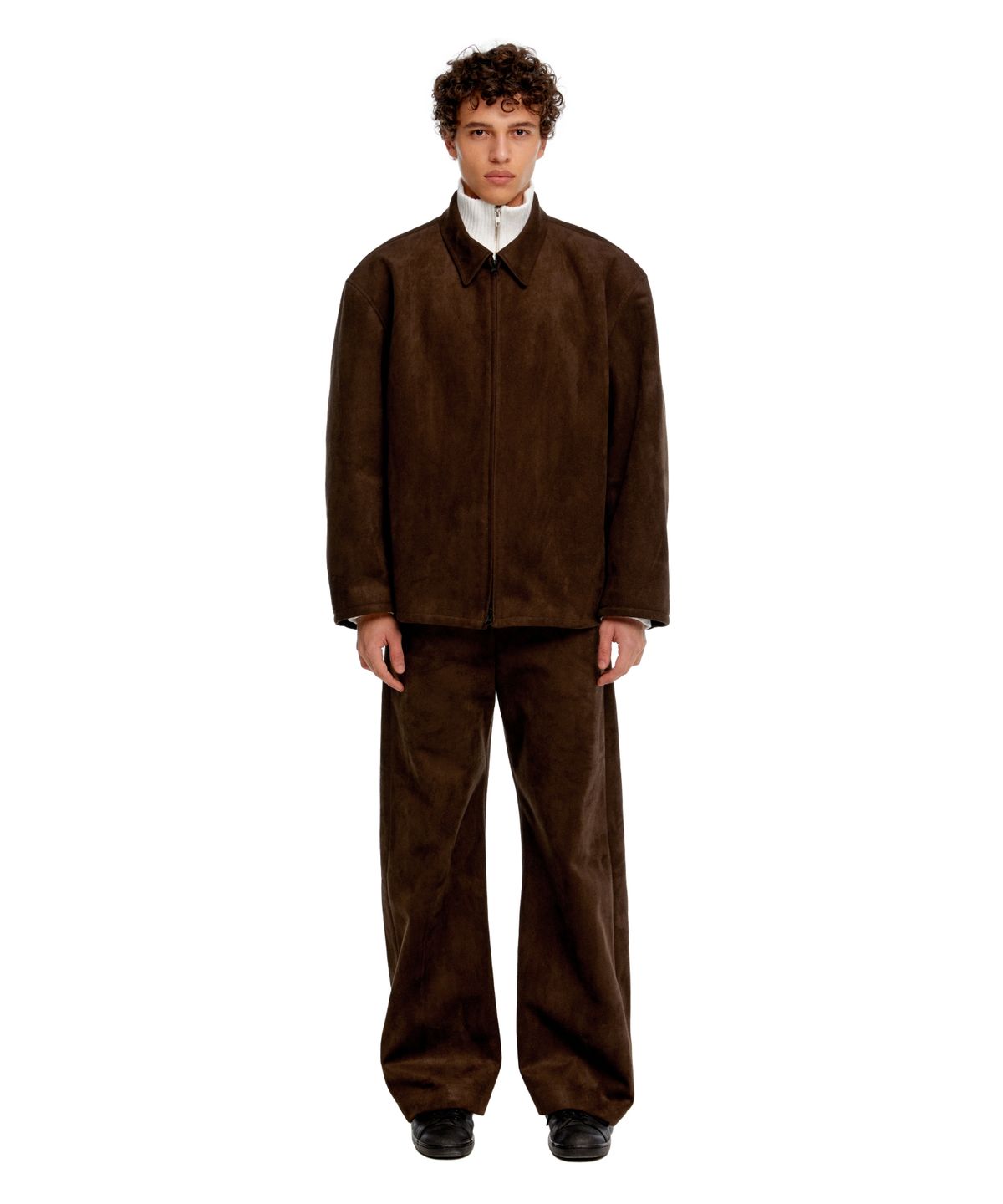 이알에이(ERA) MEN SUEDE EFFECT OVERSIZED JACKET - BROWN