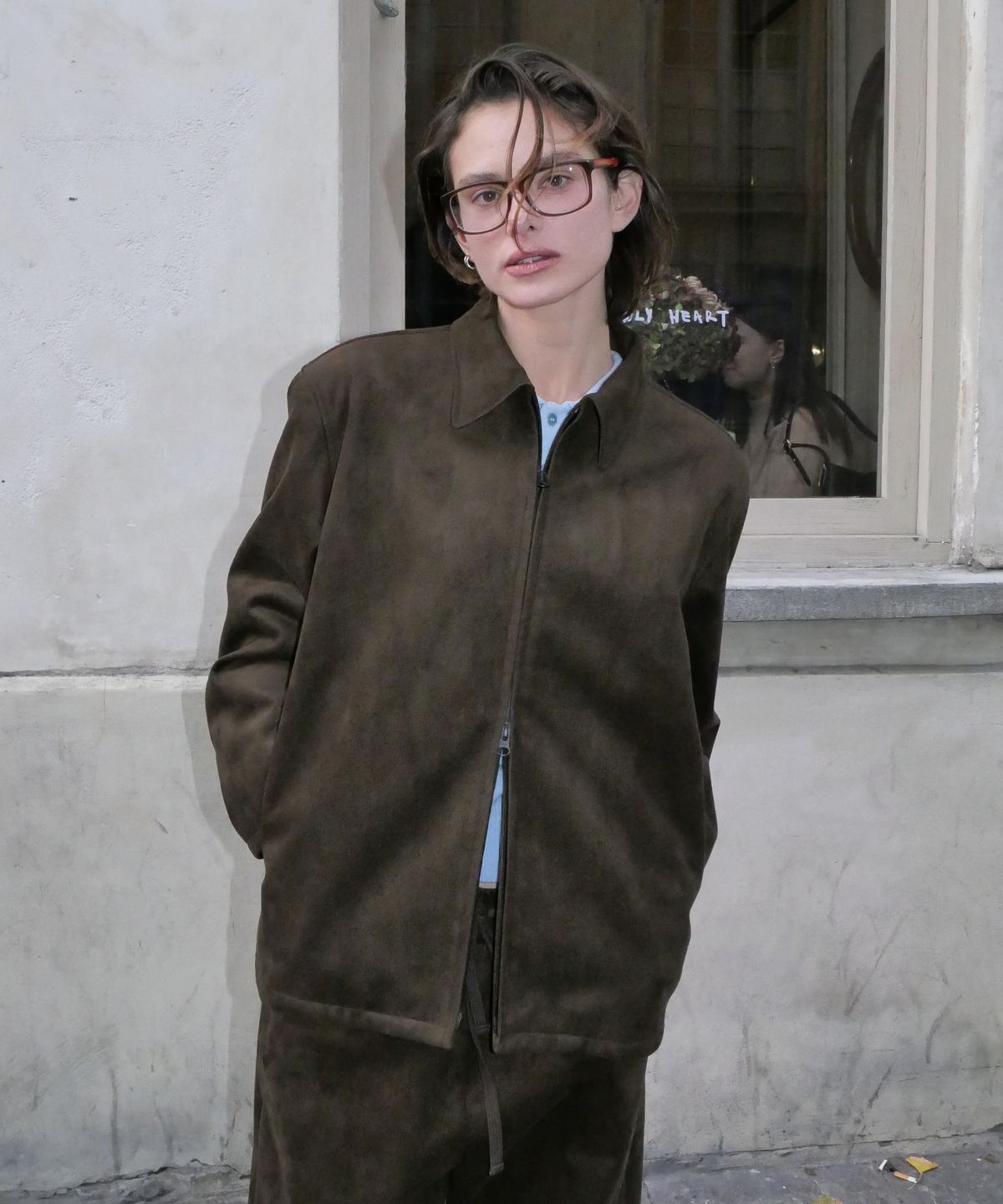 이알에이(ERA) MEN SUEDE EFFECT OVERSIZED JACKET - BROWN