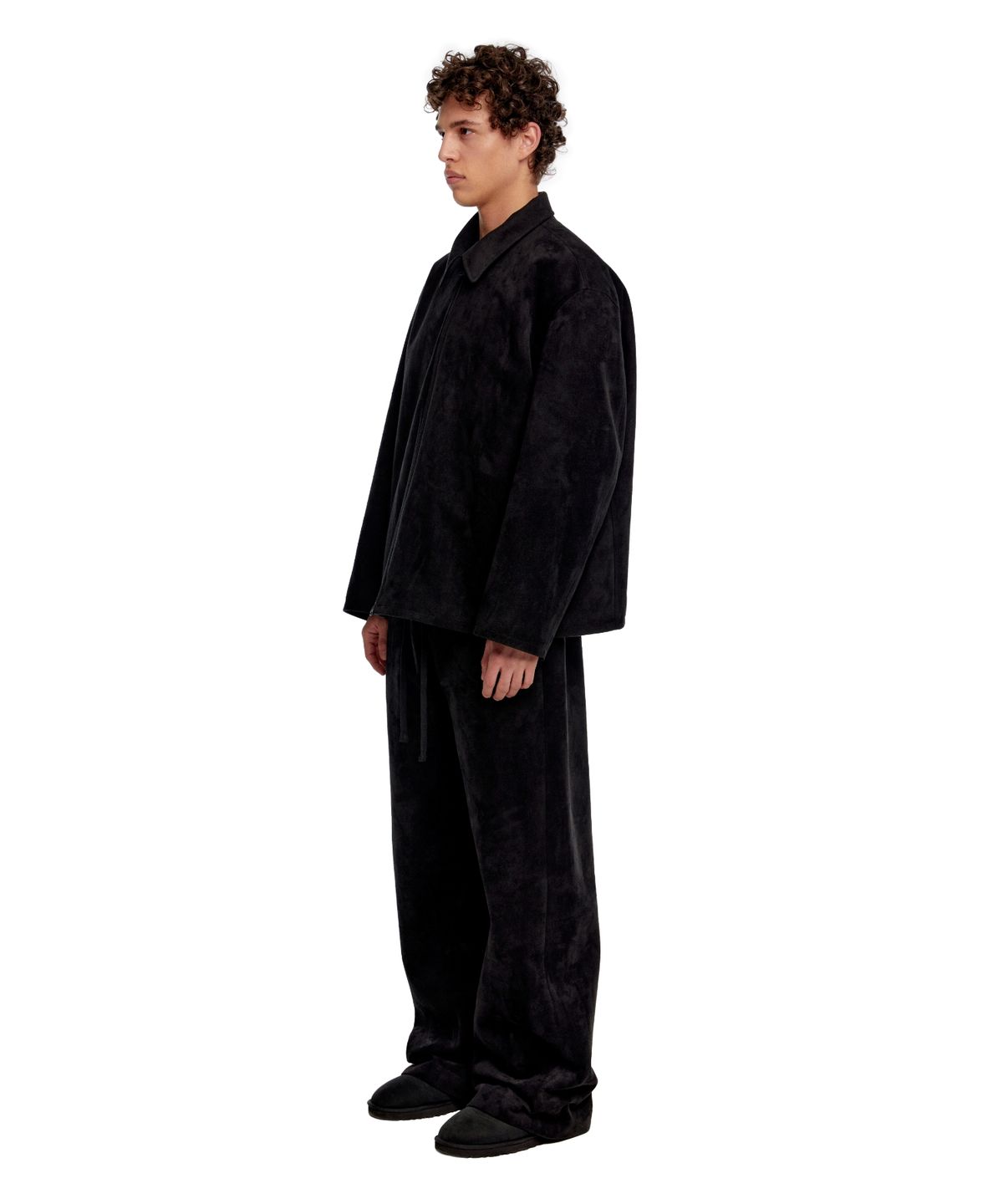 이알에이(ERA) MEN SUEDE EFFECT OVERSIZED JACKET - BLACK