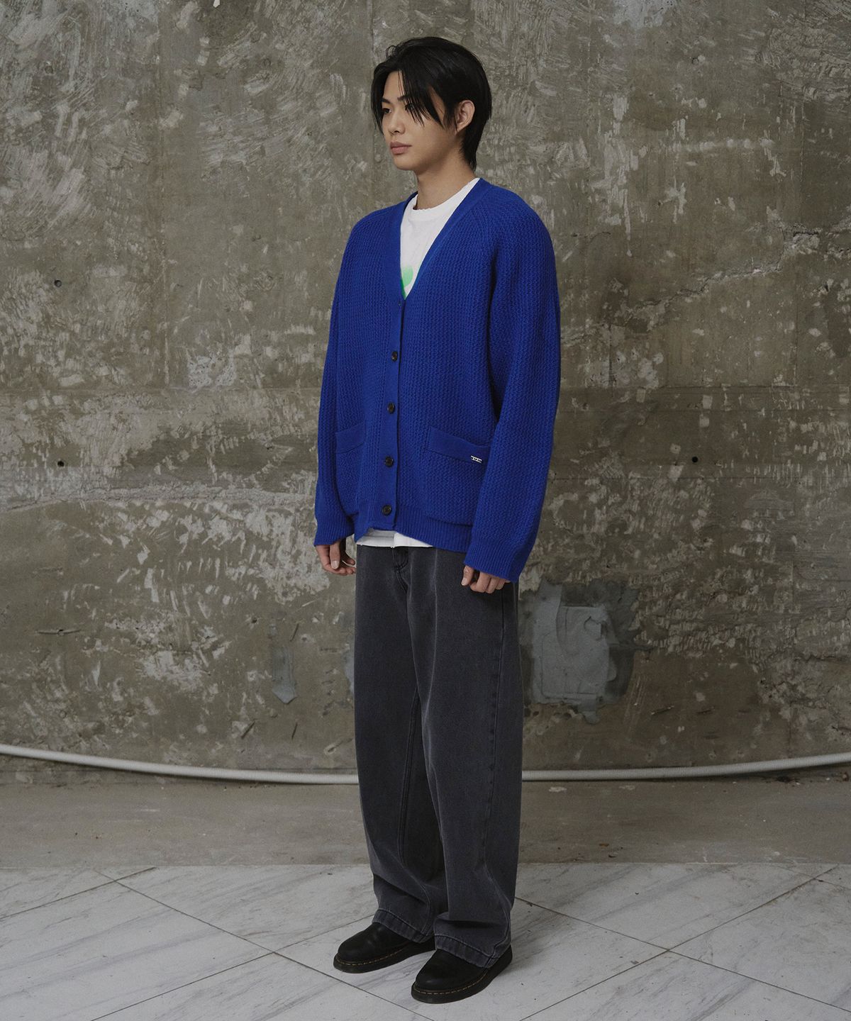 에르에르(ERER) [UN] Wool Knit Club Cardigan Blue