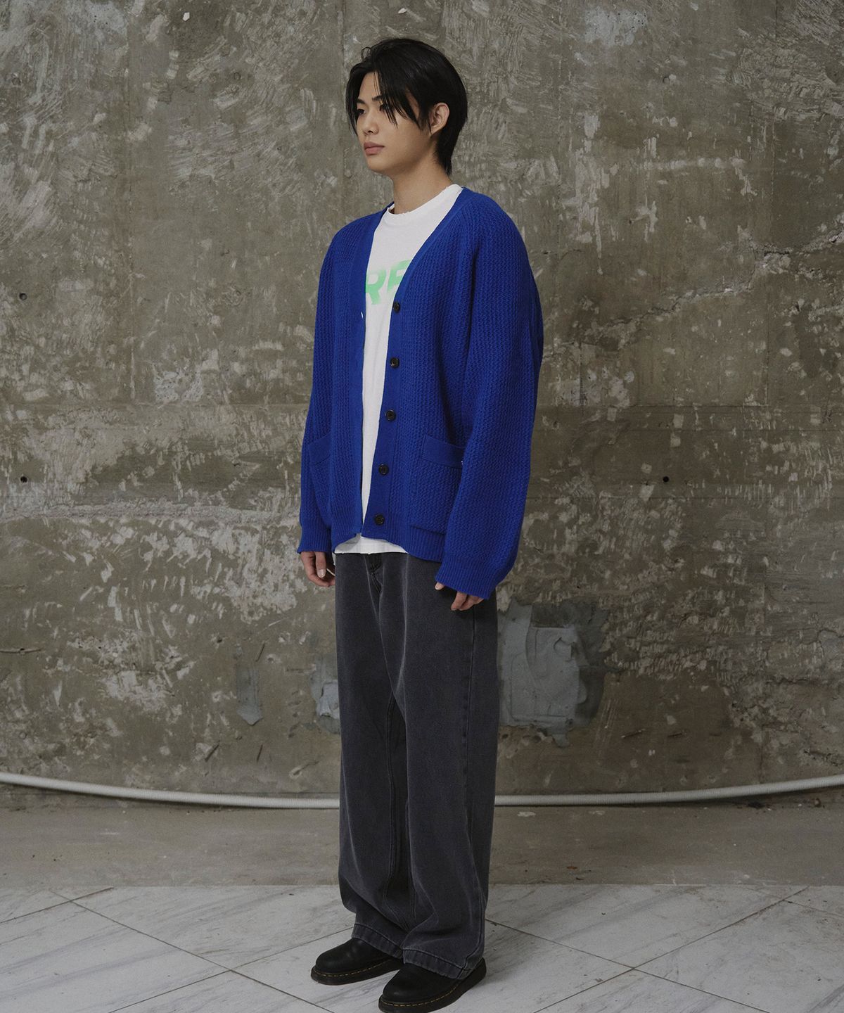 에르에르(ERER) [UN] Wool Knit Club Cardigan Blue
