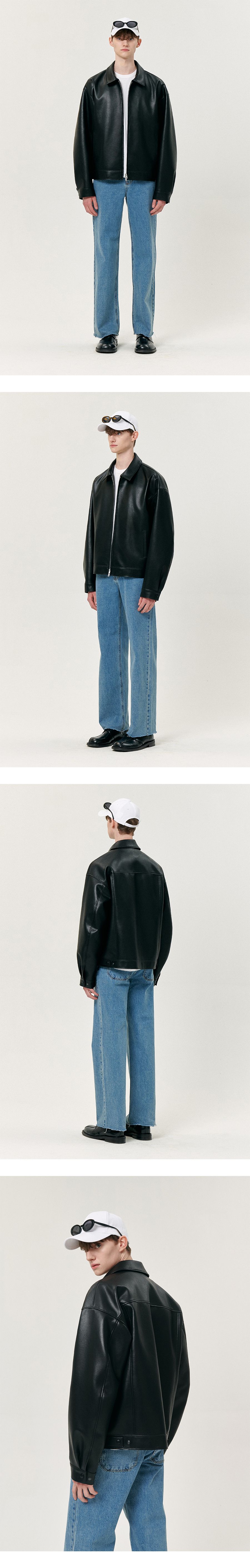 MUSINSA | DOFFJASON OVERSIZED VEGAN LEATHER SINGLE BREASTED JACKET