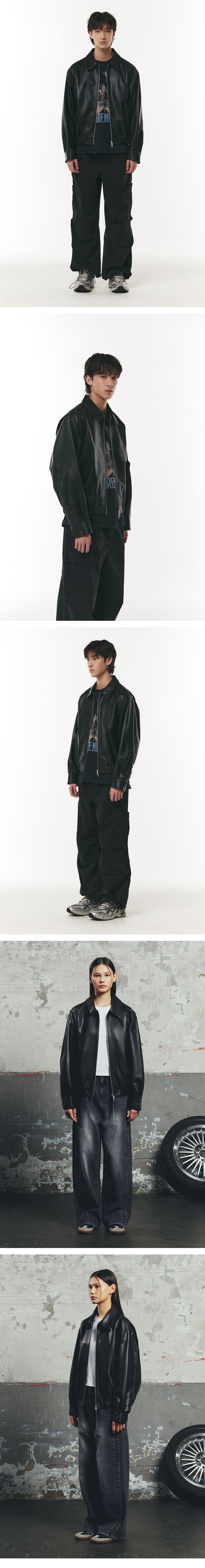 MUSINSA | DOFFJASON OVERSIZED VEGAN LEATHER BOMBER JACKET