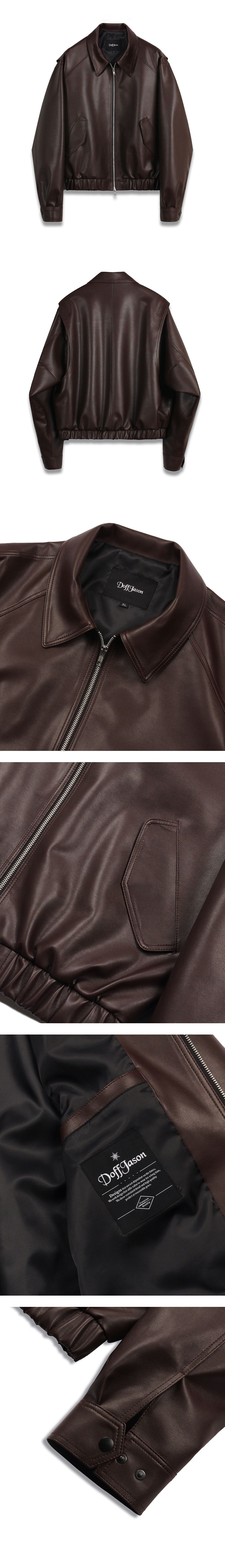 MUSINSA | DOFFJASON OVERSIZED VEGAN LEATHER BOMBER JACKET (BROWN)