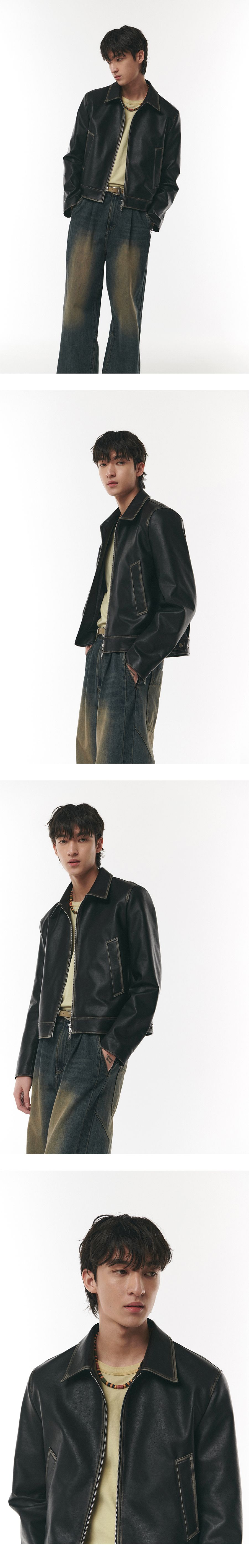 MUSINSA | DOFFJASON Washed Leather Heritage Single Jacket