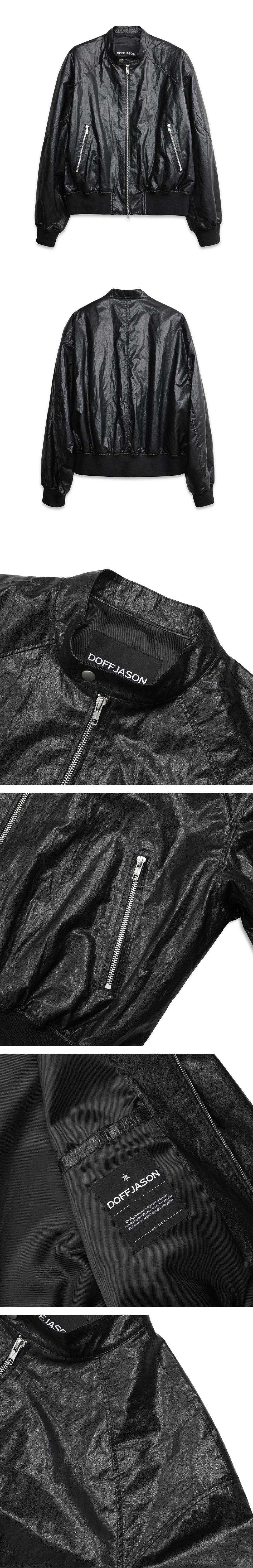 MUSINSA | DOFFJASON Panelled Sporty Leather Jacket BLACK