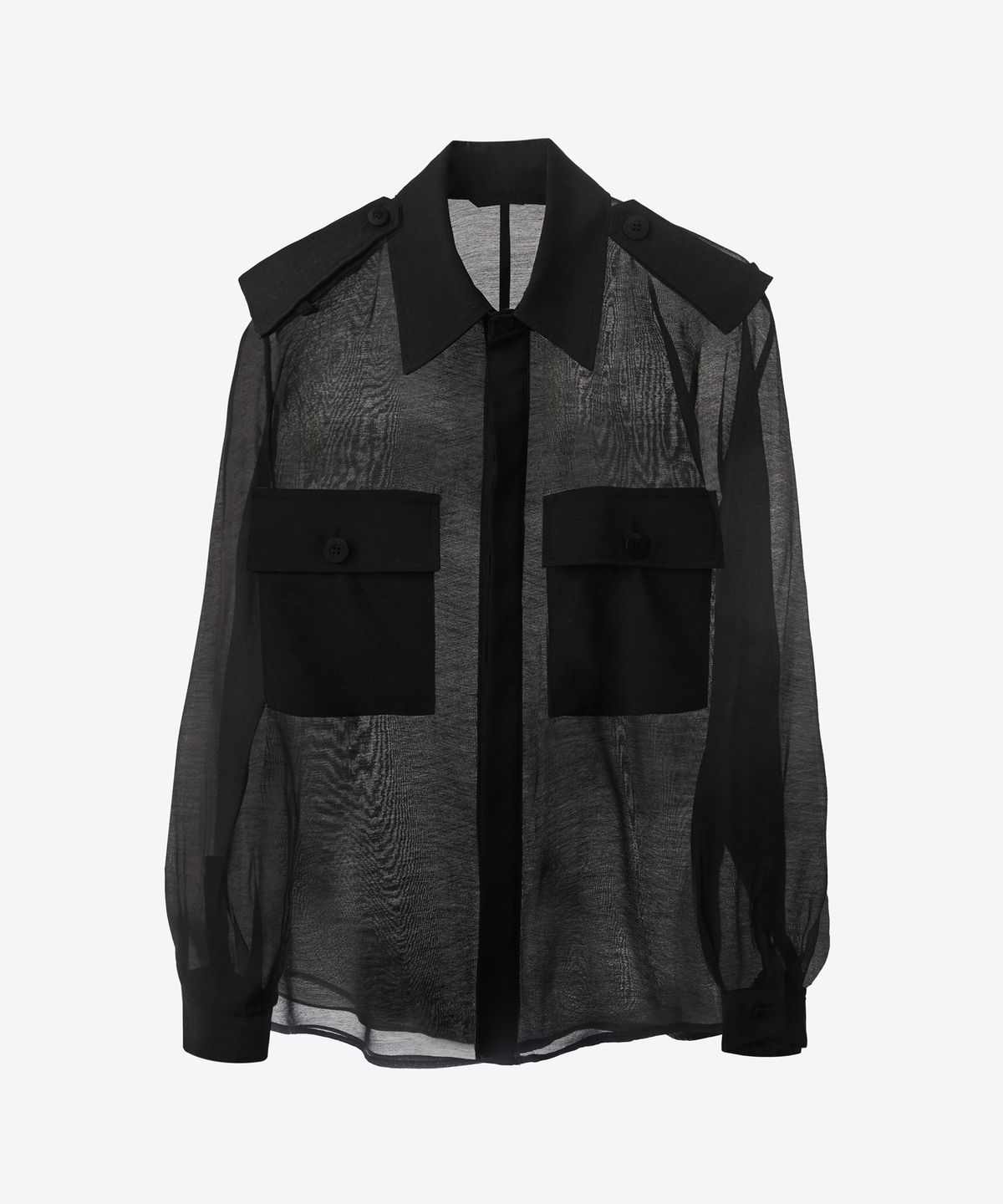 언티지(UNTAGE) 세미 시어 사파리 셔츠[Black(UNISEX)]_UTS-FS78