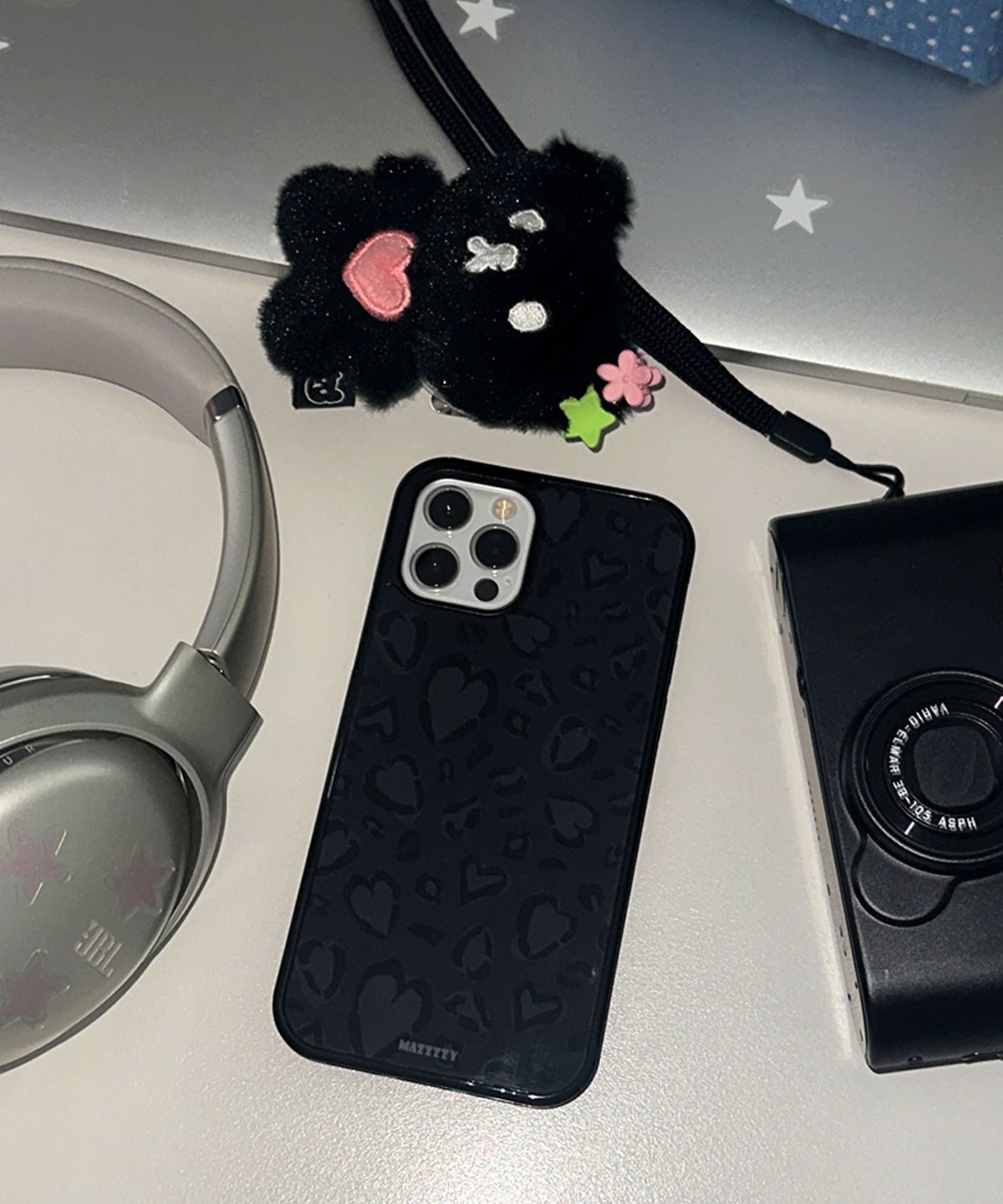 마찌(MAZZZZY) [Magsafe]Leopard Heart glass case (4 Colors)