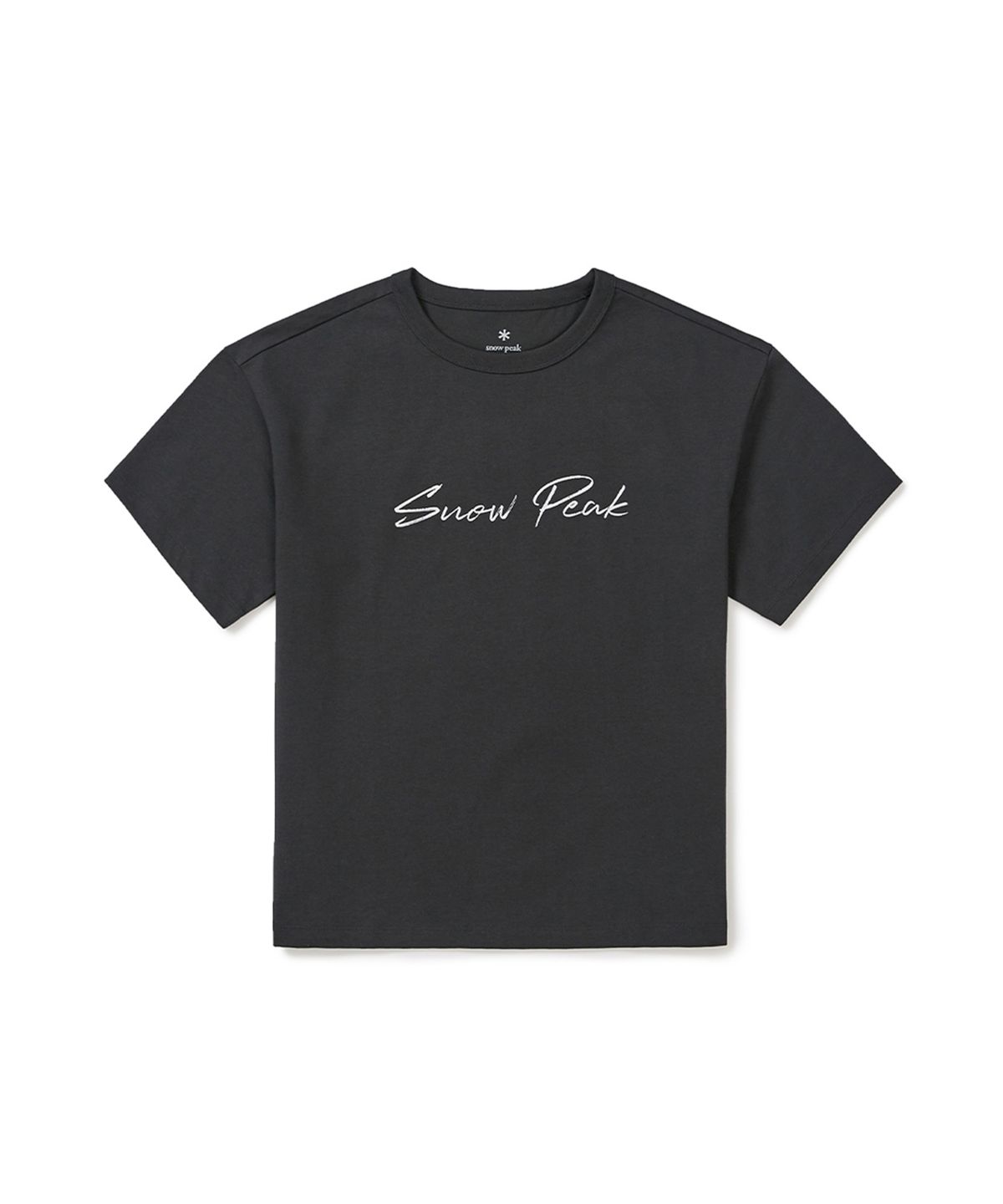 스노우피크 어패럴(SNOWPEAK APPAREL) 에어로쿨 여성 레터링 반팔 티셔츠 (S25MWFTS73) Dark Charcoal