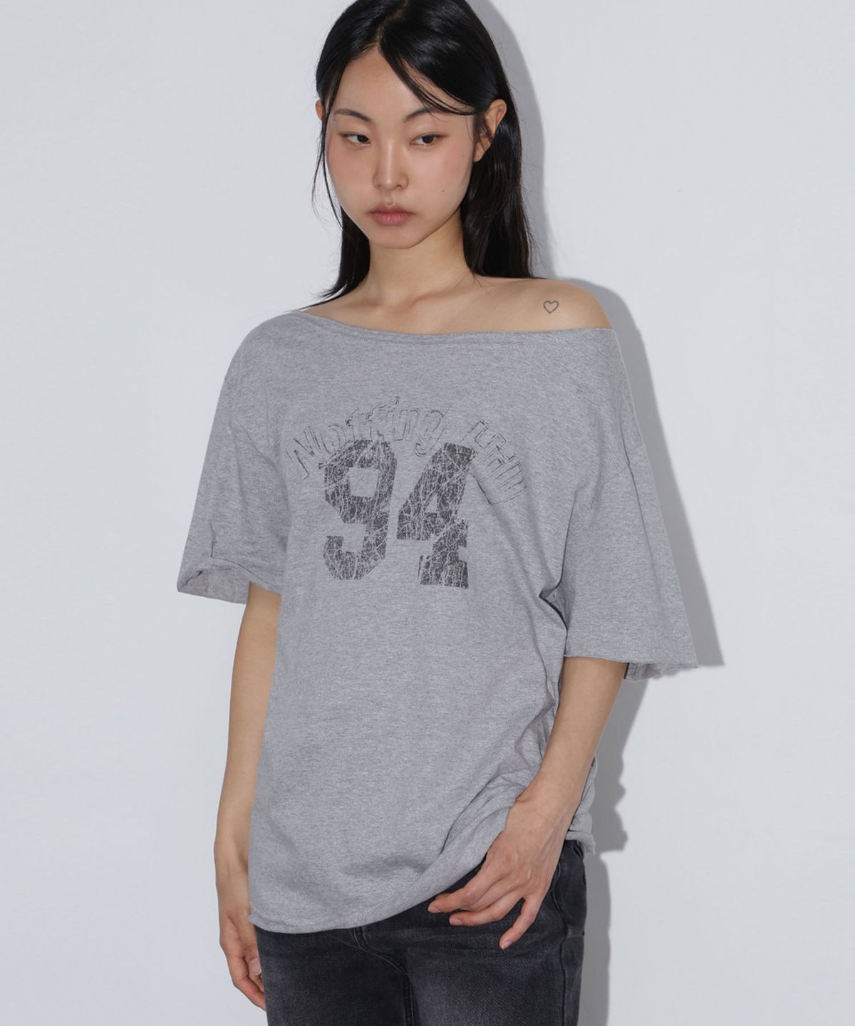 칙스(CHICKS) 노팅힐 페미닌 원숄더 반팔 멜란지