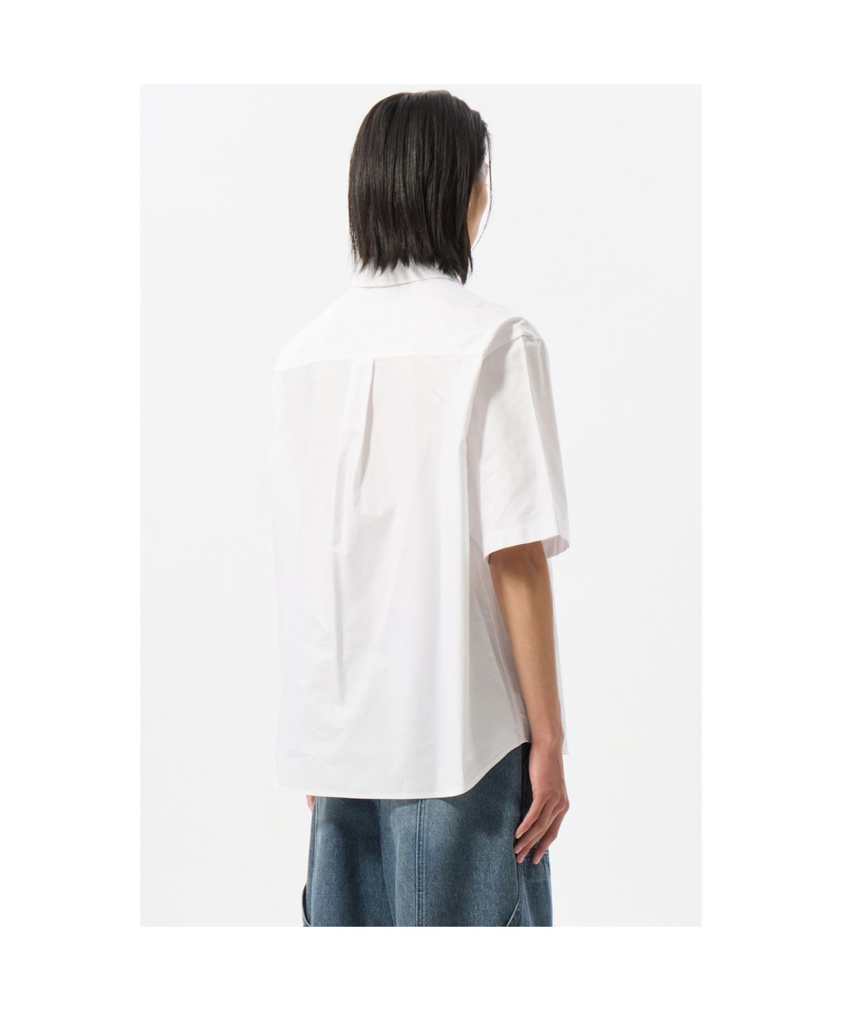커스텀멜로우(CUSTOMELLOW) White Hidden Botton Oxford Half Shirt CWSAM25313WHX