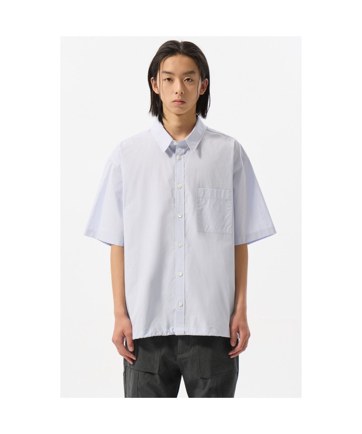 커스텀멜로우(CUSTOMELLOW) Blue 2-Collar Detail Half Shirt CWSAM25305BUX