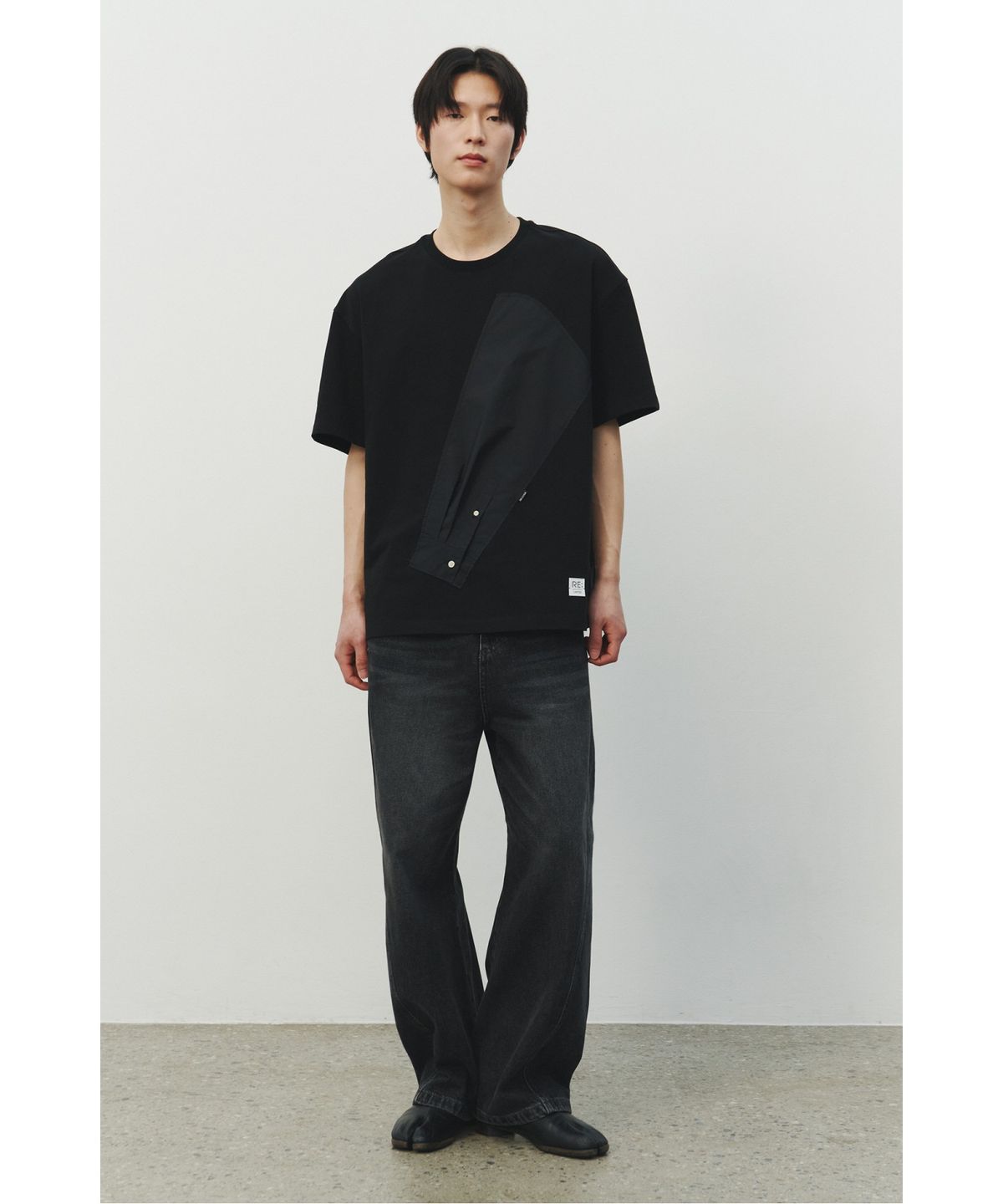 래코드(RECODE) Sleeve Patch T-shirt_RKTAM25618BKX
