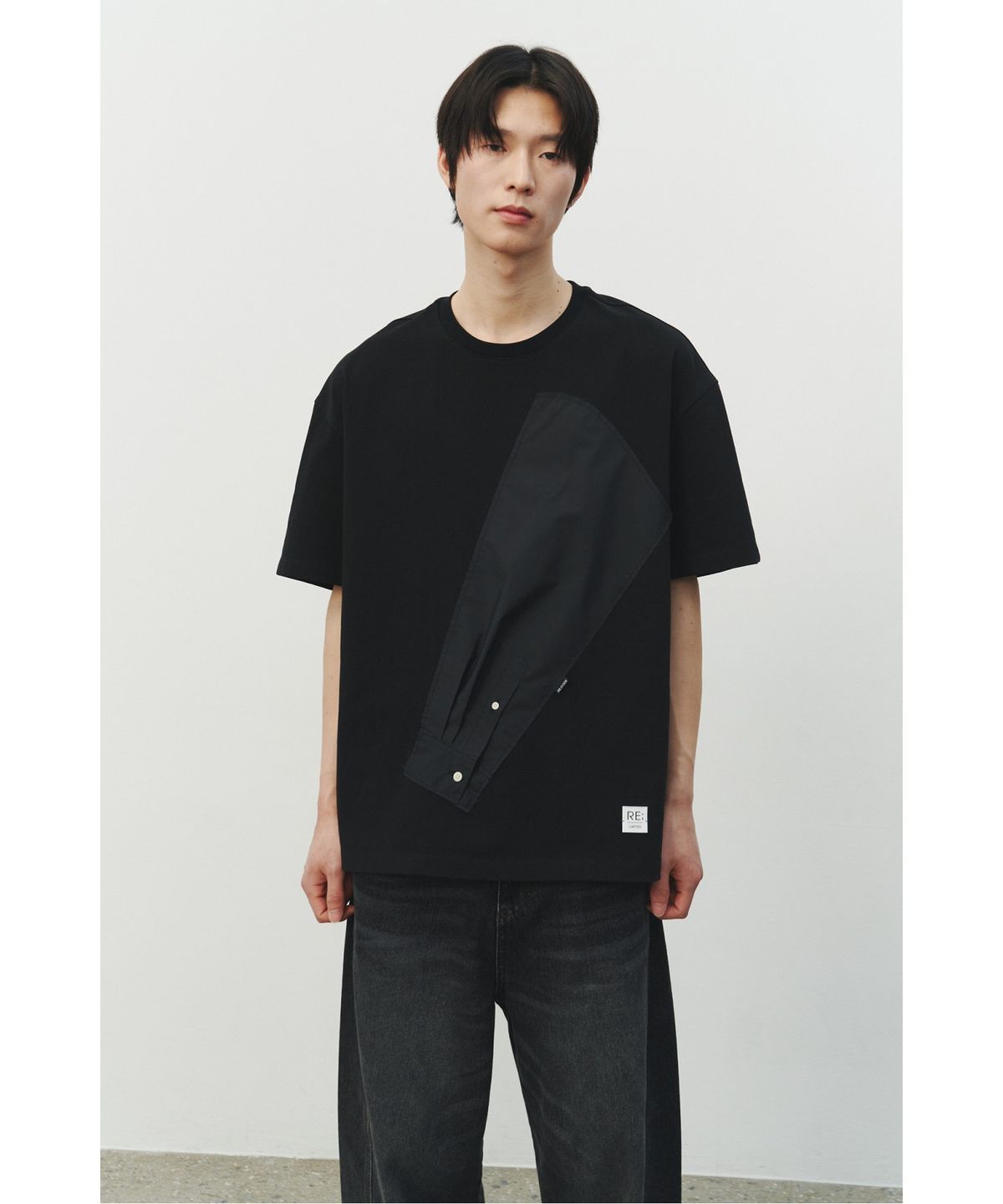 래코드(RECODE) Sleeve Patch T-shirt_RKTAM25618BKX