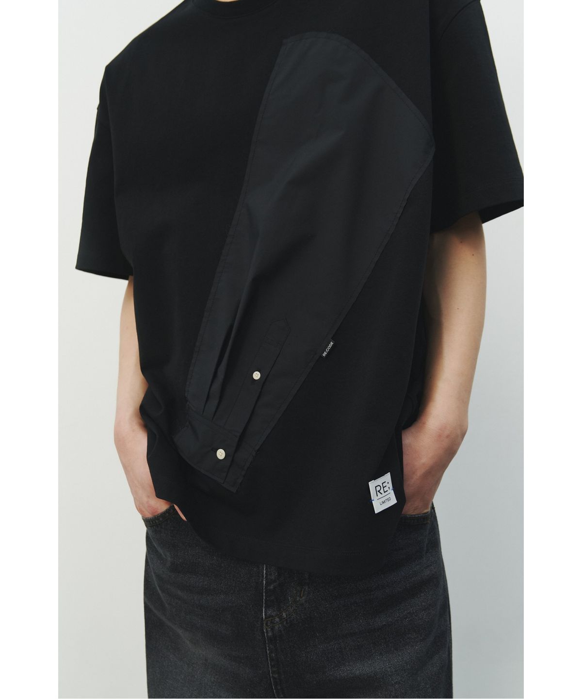 래코드(RECODE) Sleeve Patch T-shirt_RKTAM25618BKX