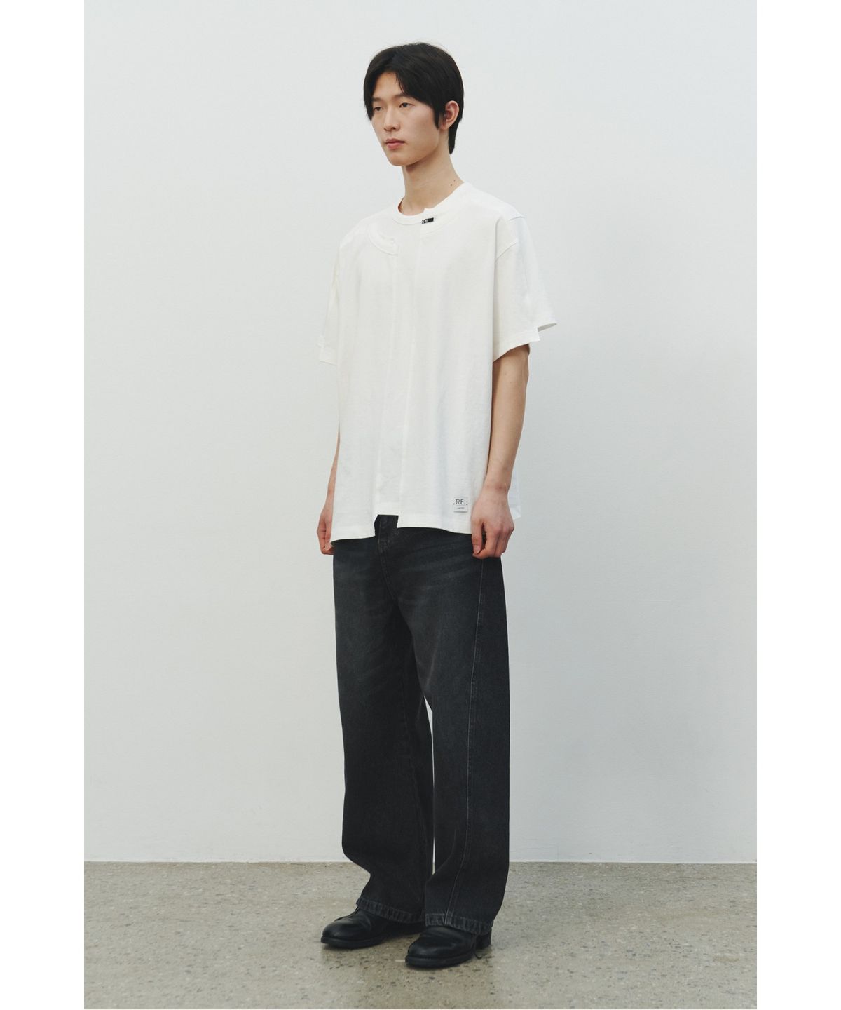 래코드(RECODE) Garment Patchwork T-shirt_RKTAM25602WHX