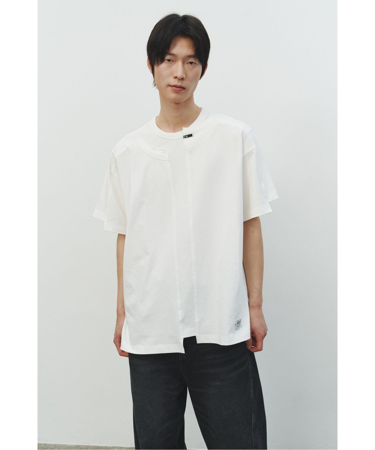 래코드(RECODE) Garment Patchwork T-shirt_RKTAM25602WHX