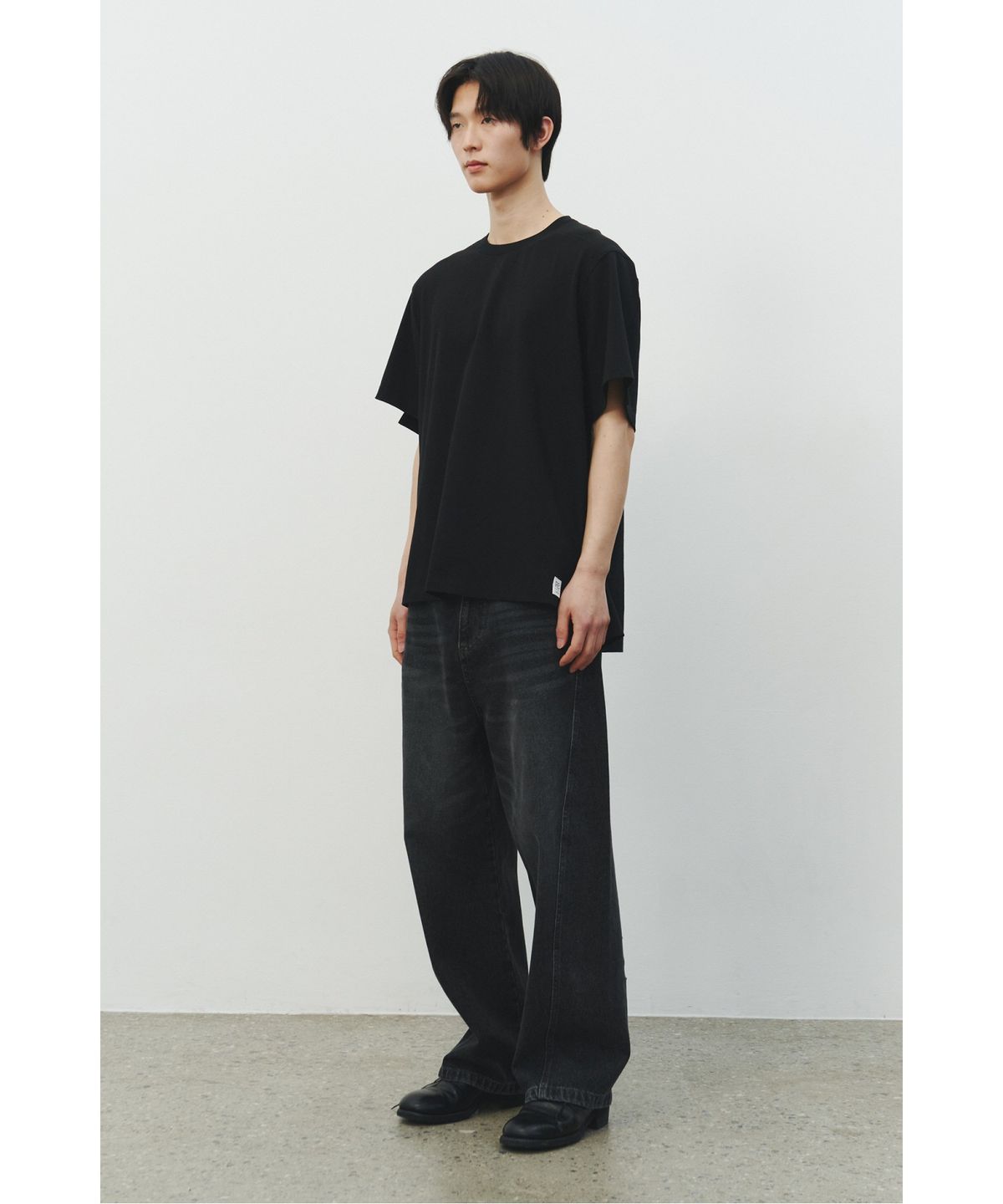 래코드(RECODE) Garment Patchwork T-shirt_RKTAM25601BKX