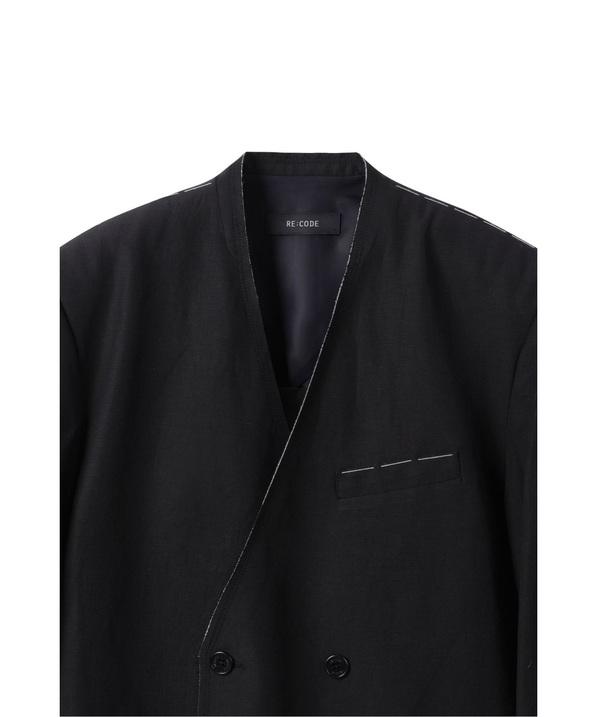 래코드(RECODE) Collarless Linen Jacket_RKJAS25606BKX