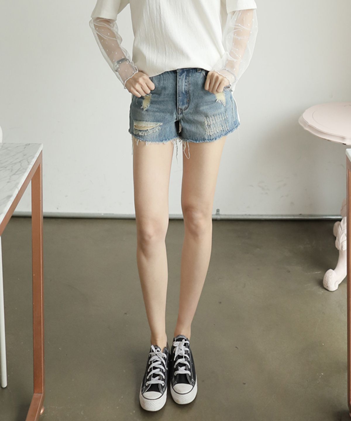 빼빼(BBAEBBAE) 빈티지구제핫팬츠