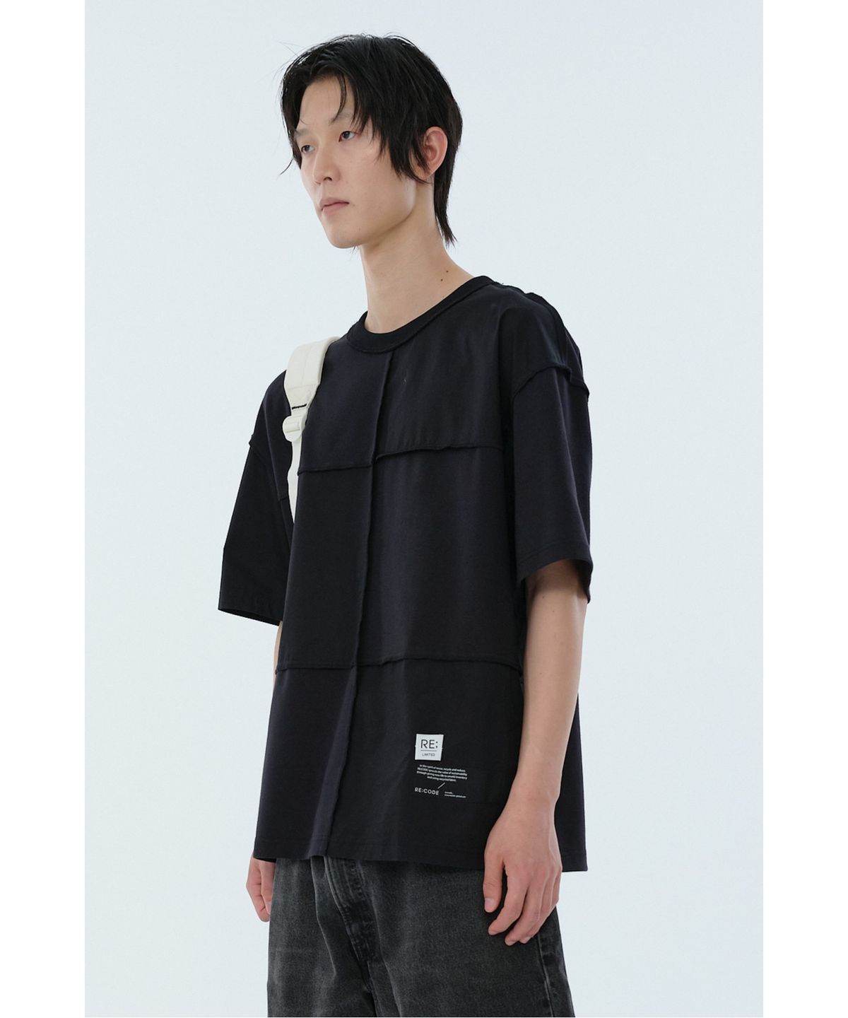 래코드(RECODE) Checkerboard Pique Mixed Top_RKTAM24619BKX