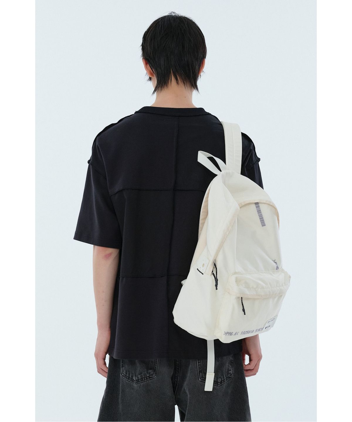 래코드(RECODE) Checkerboard Pique Mixed Top_RKTAM24619BKX