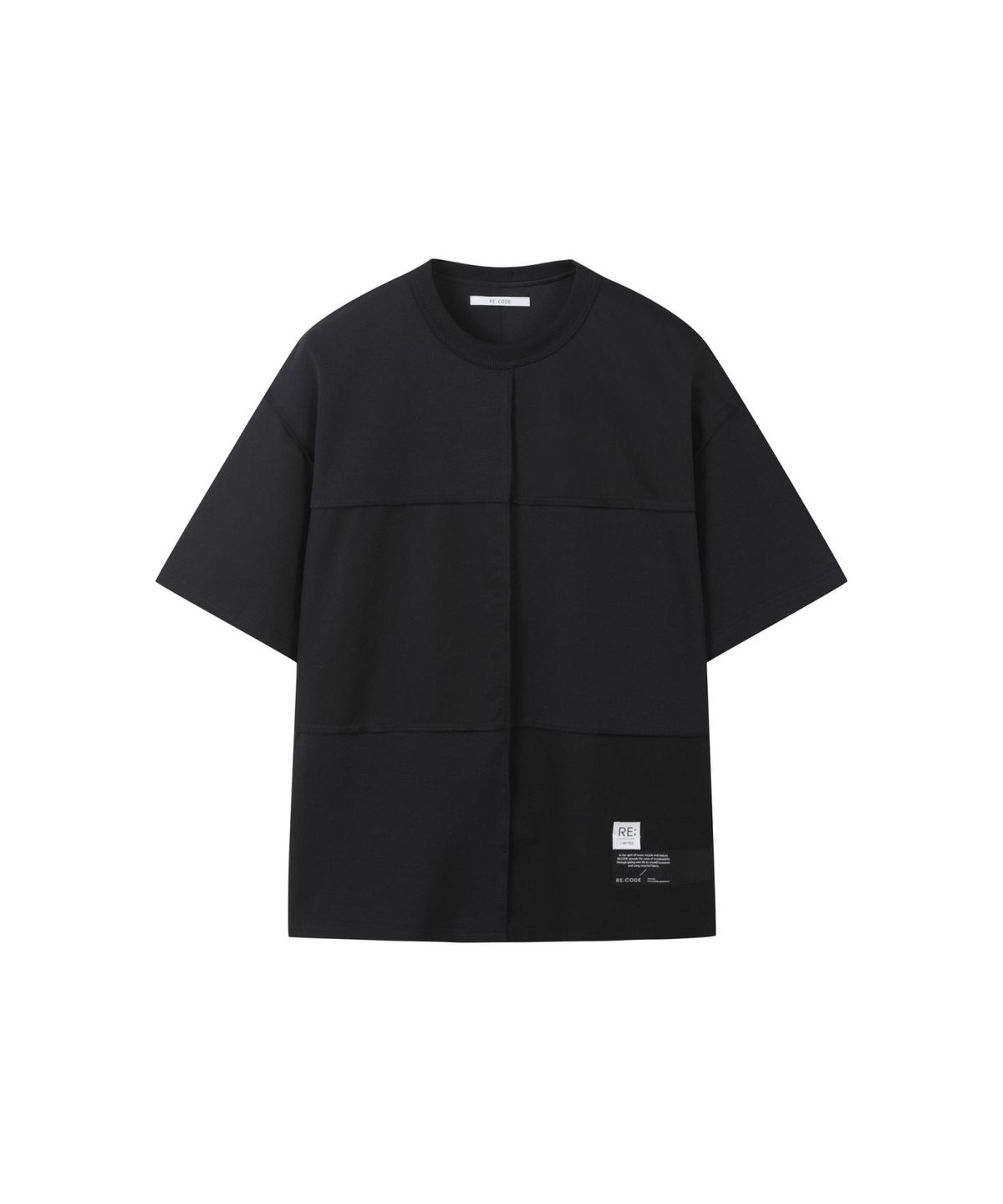 래코드(RECODE) Checkerboard Pique Mixed Top_RKTAM24619BKX